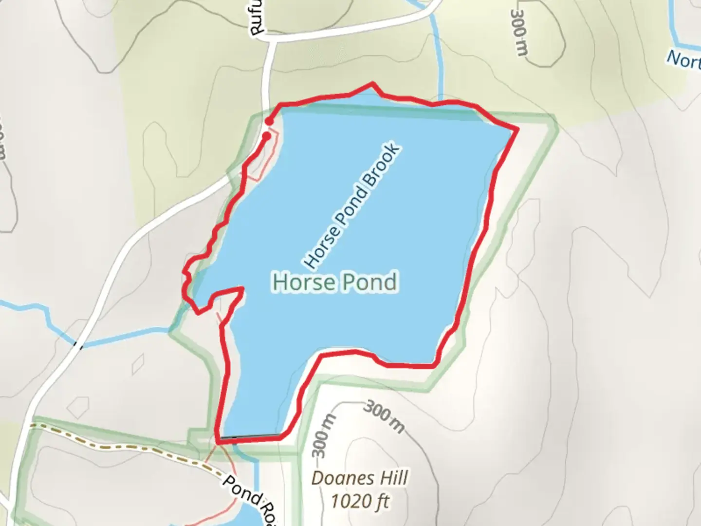 An image depicting the trail Horse Pond Loop and its surrounding area.