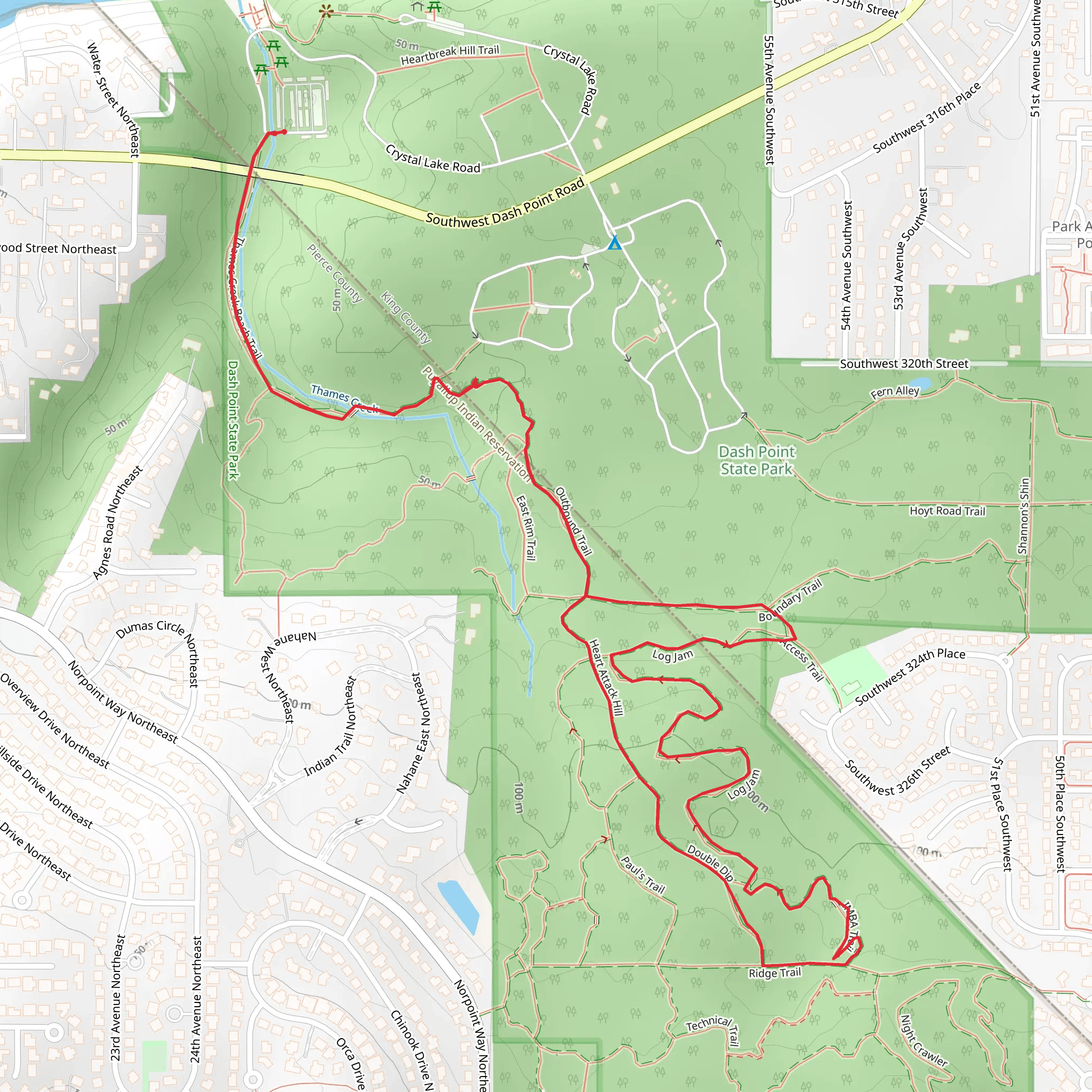 Heart Attack Hill and LogJam Loop mobile static map