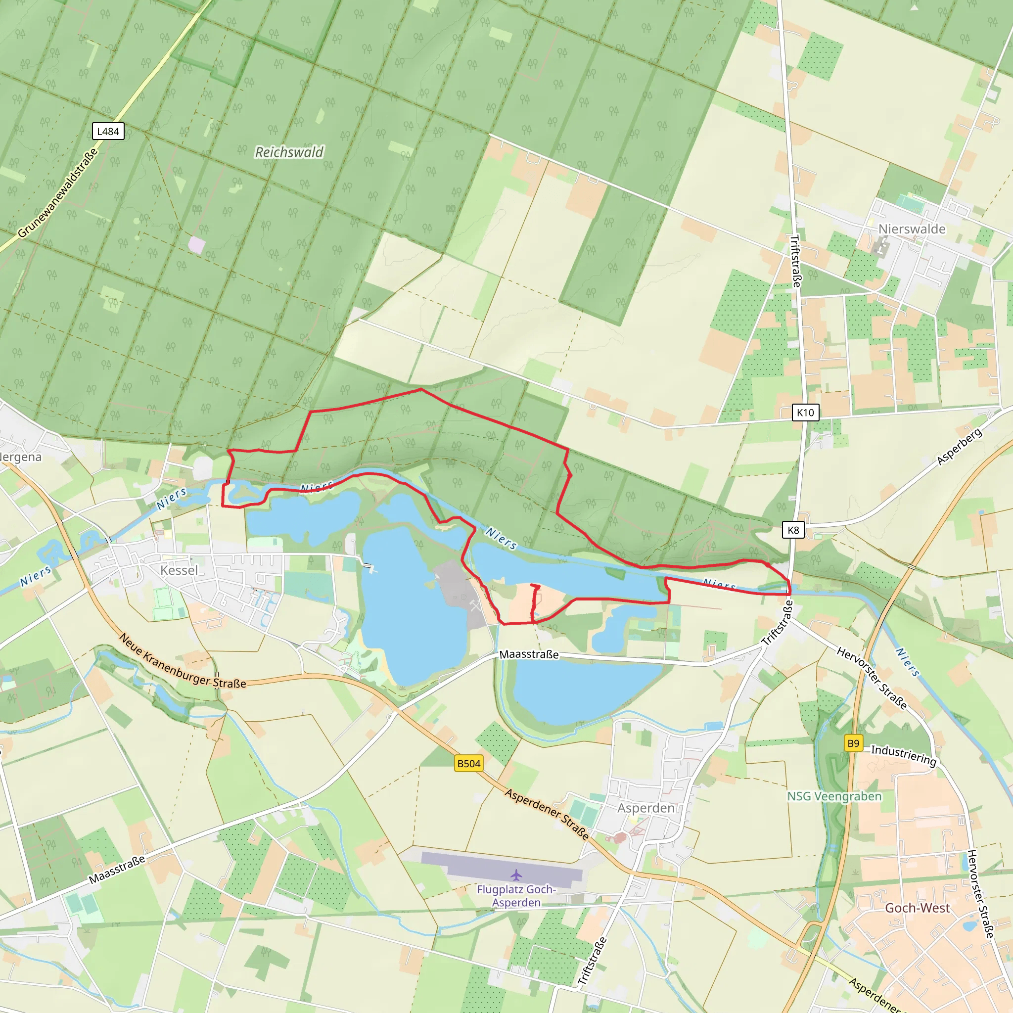 Hochgrab Graf Ottos II von Geldern and Niersaltarme und Mühlenteiche Loop via Mass Niederrheinpad E mobile static map