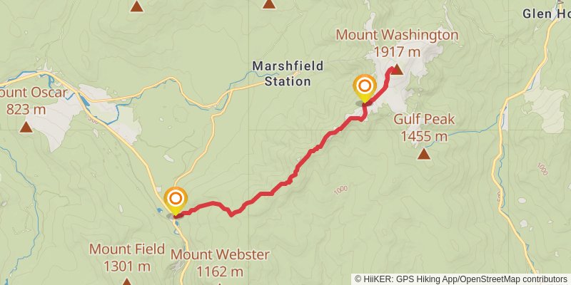 Mount Washington via Crawford Path Trail stage 2 Map