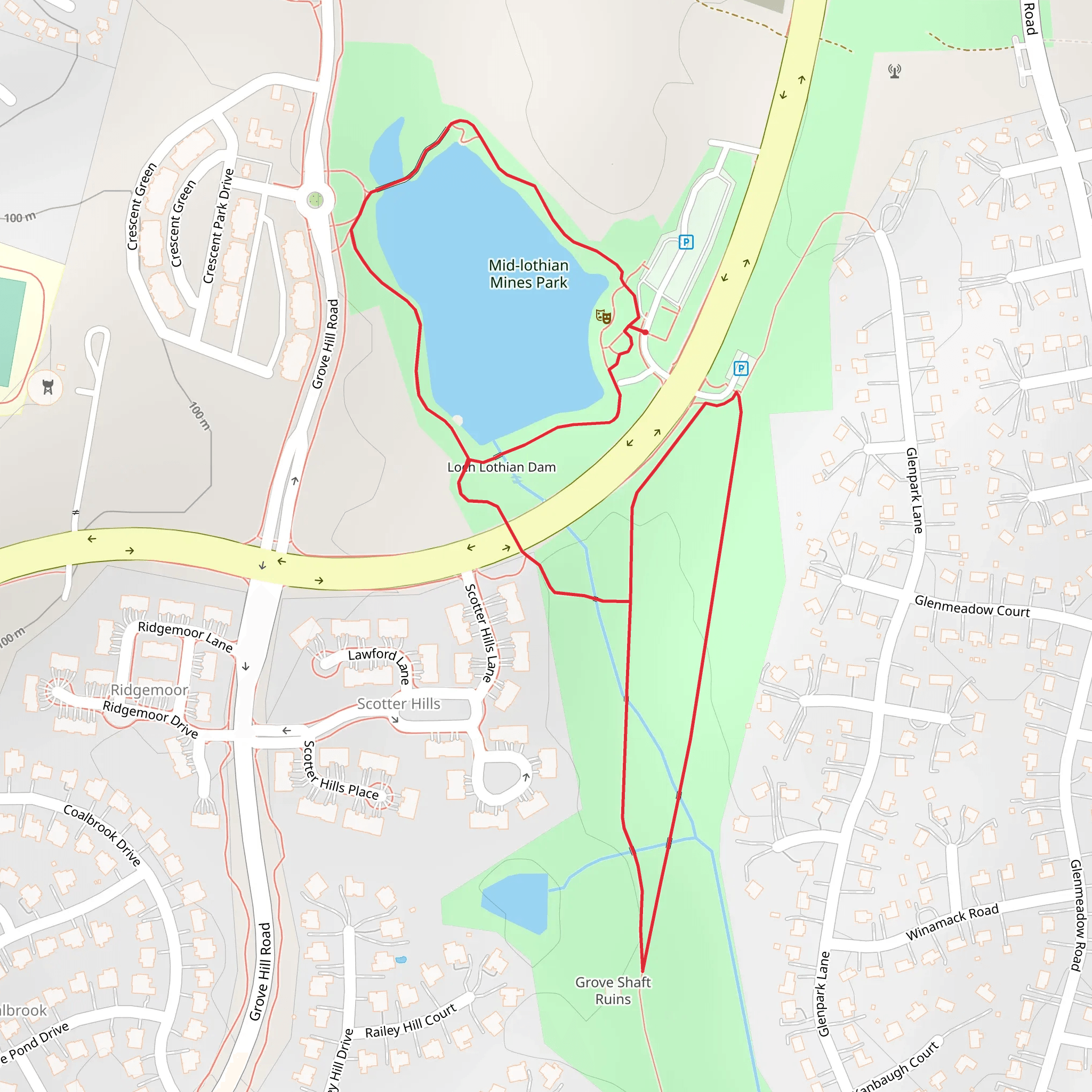 Loch Lothian and Mid-othian Mine Park Loop mobile static map