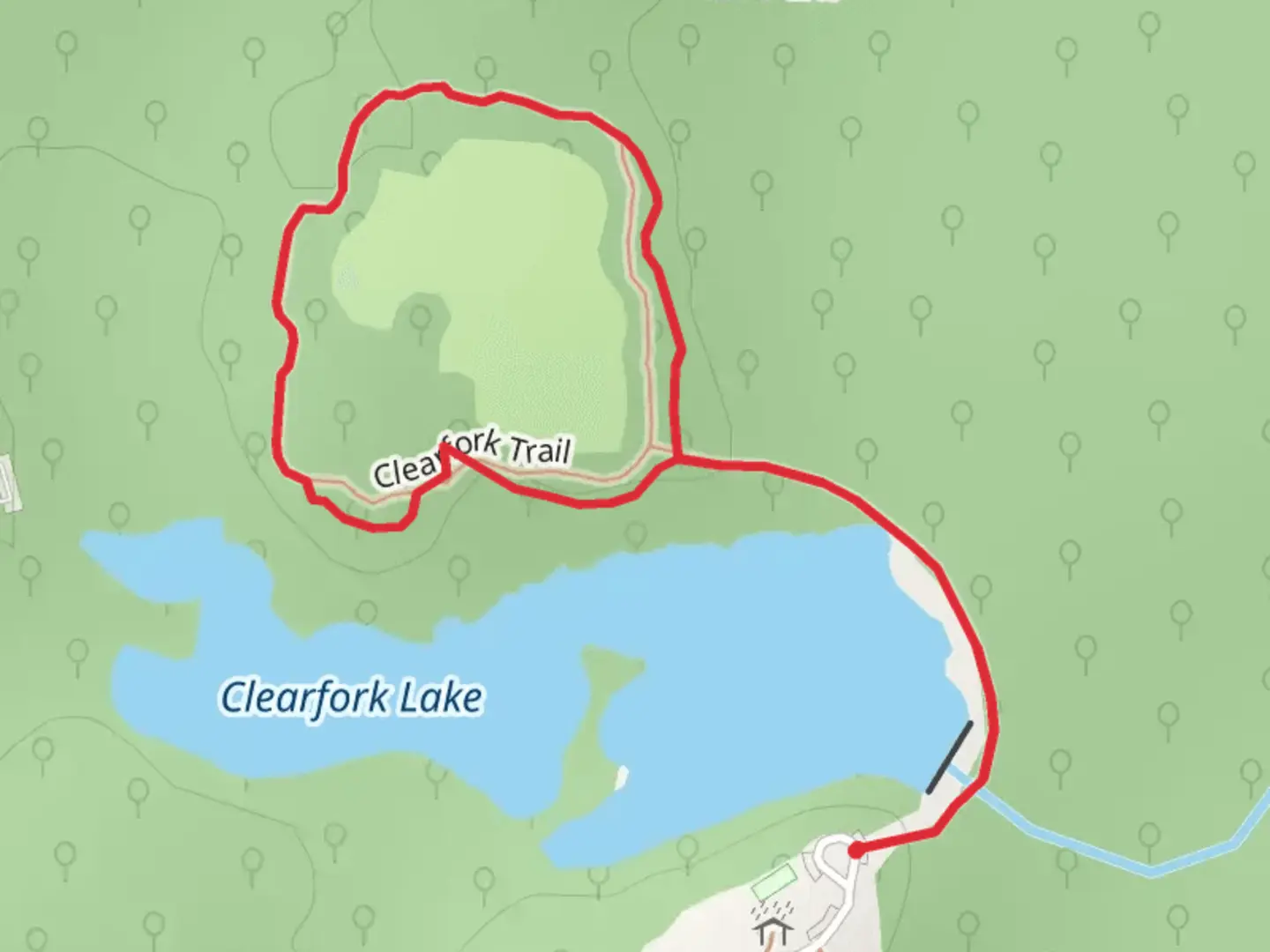 An image depicting the trail Clearfork Lake Loop Trail and its surrounding area.