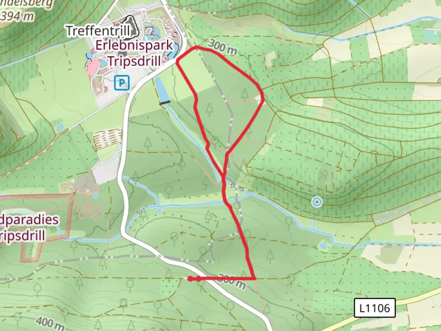 An image depicting the trail Lemberger and 3B - Land Loop and its surrounding area.
