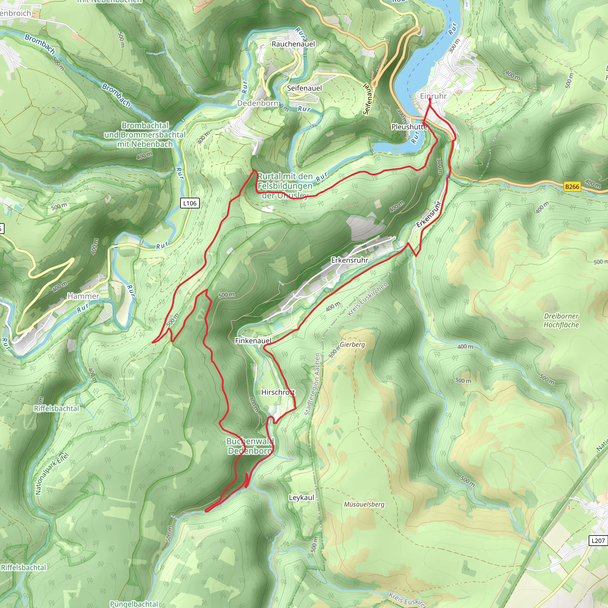 Einruhr and Buchenwald Dedenborn Loop mobile static map