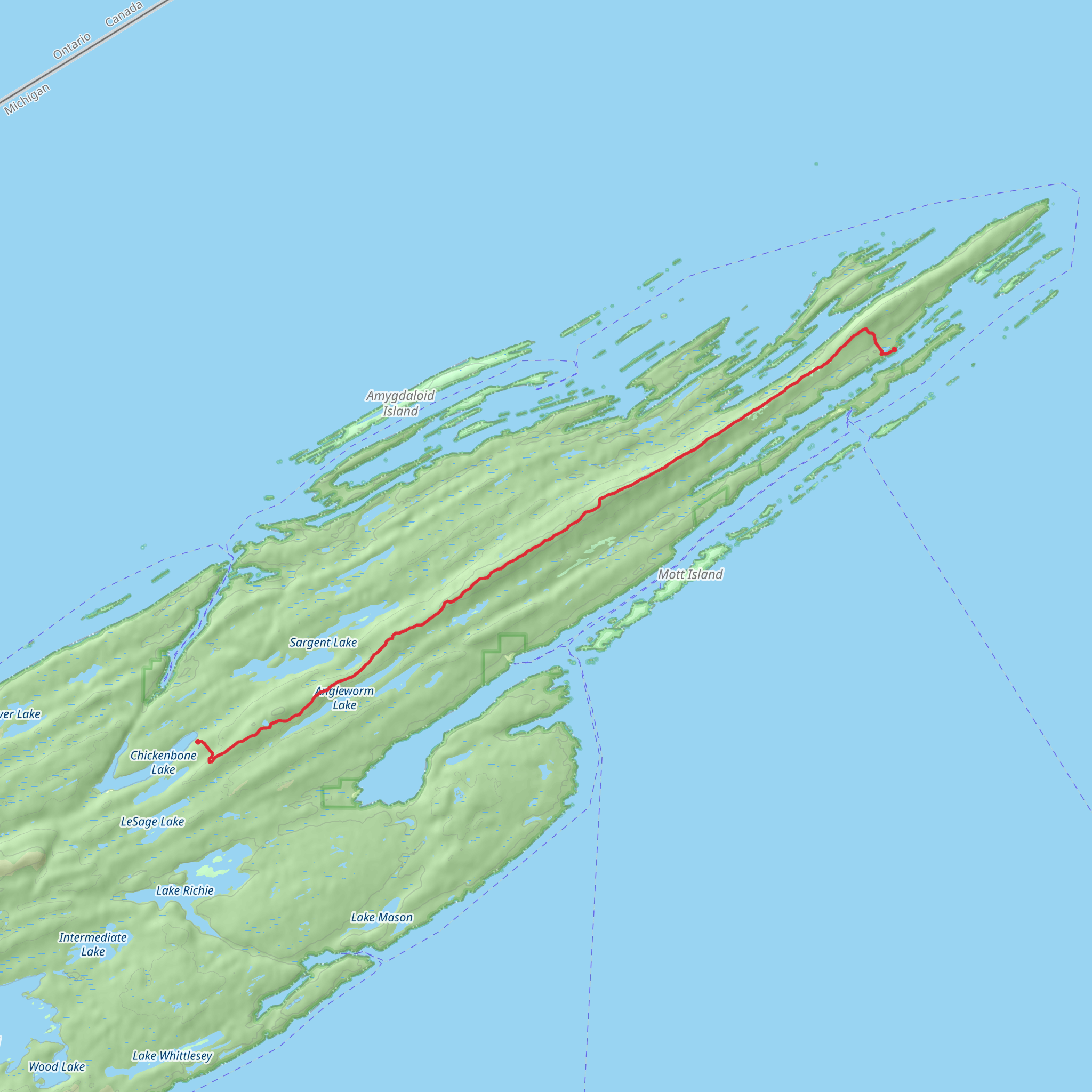 Greenstone Ridge Trail, Mount Ojibway and Mount Franklin mobile static map