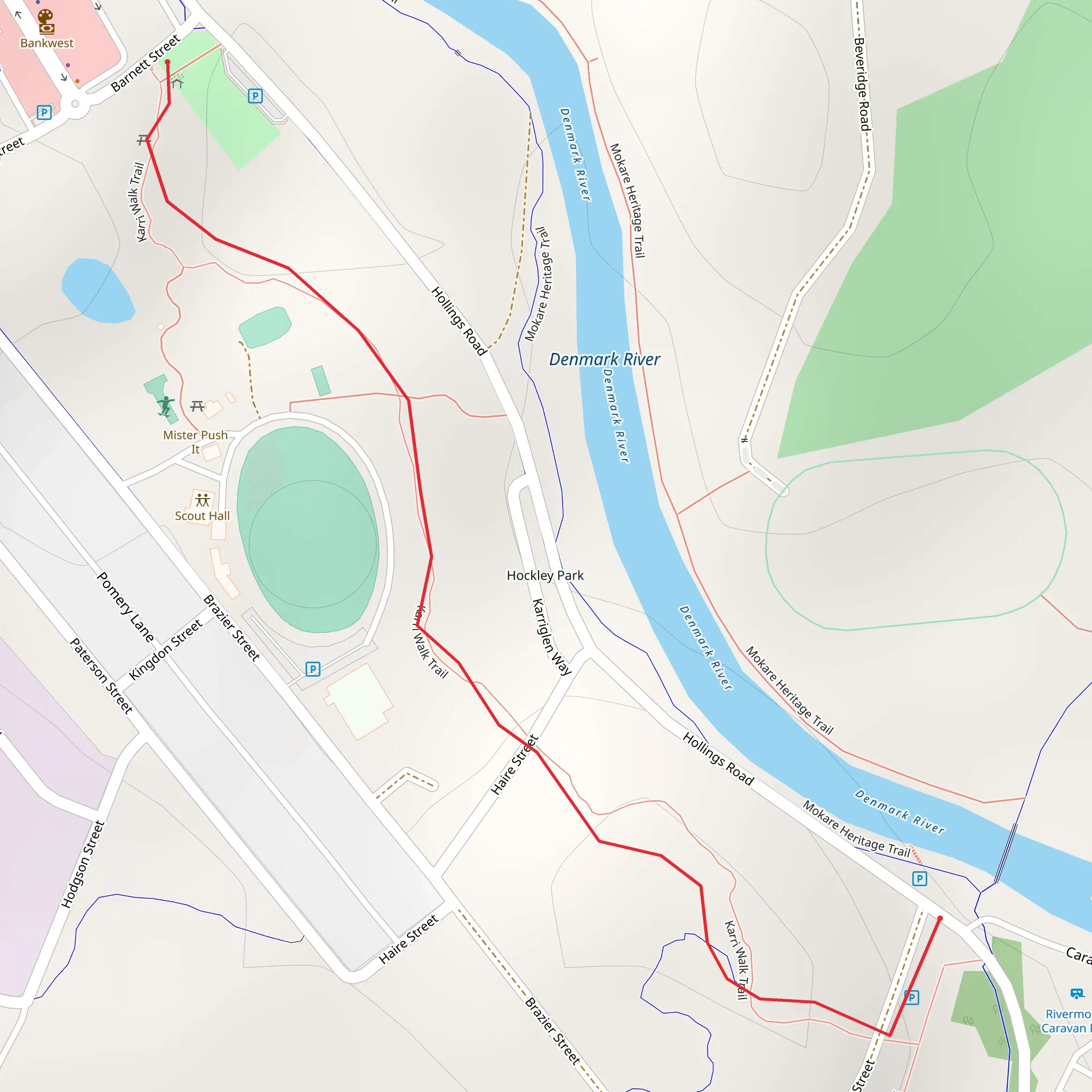 Karri Walk Trail mobile static map