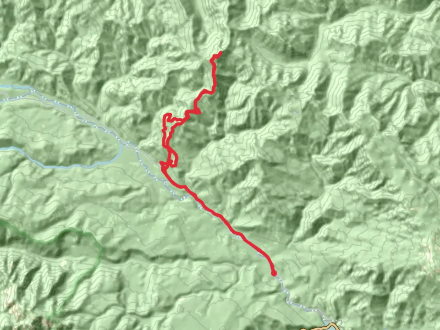 An image depicting the trail Mount Clifty Trail via Pileup Creek and its surrounding area.