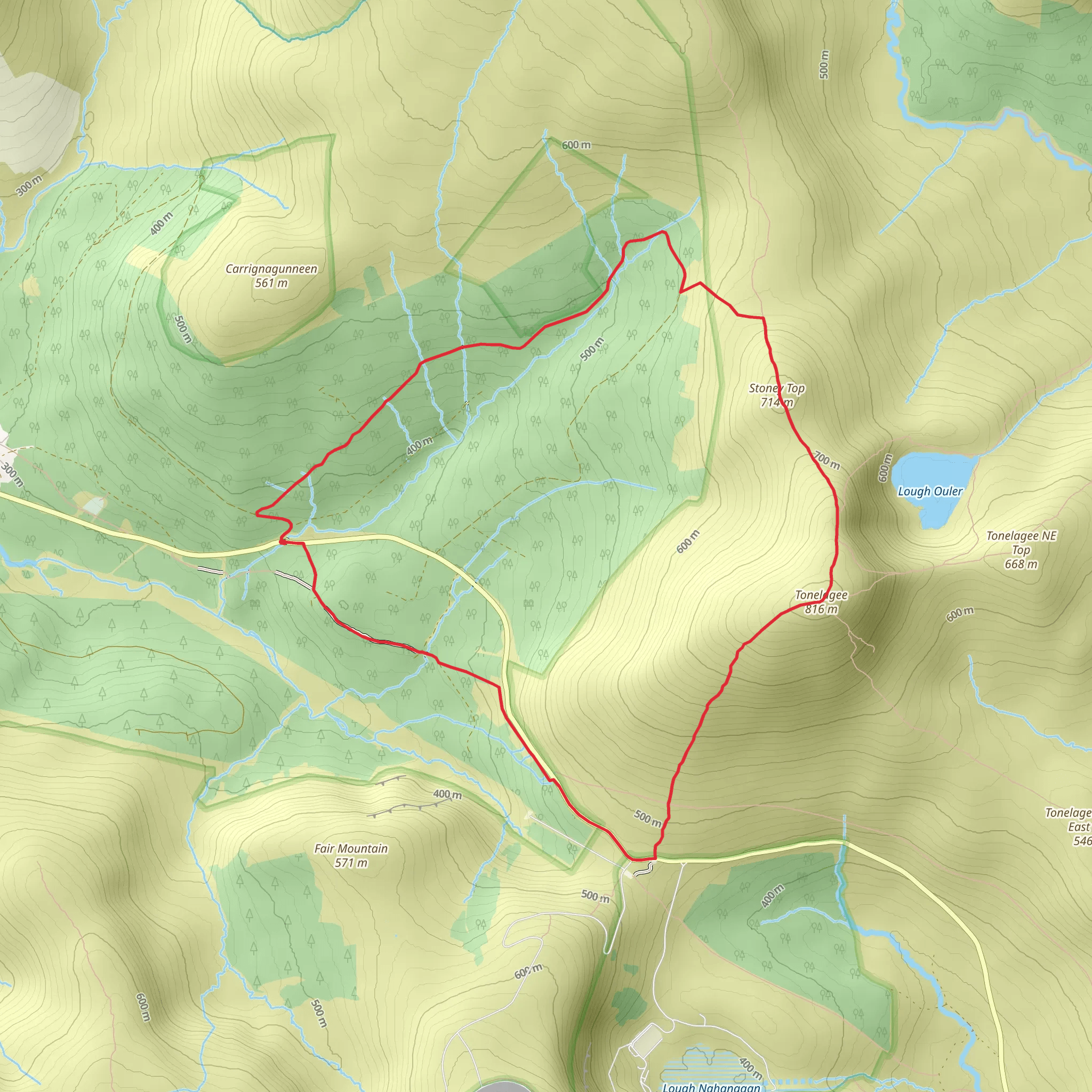 Stoney Top and Tonelagee Mountain mobile static map