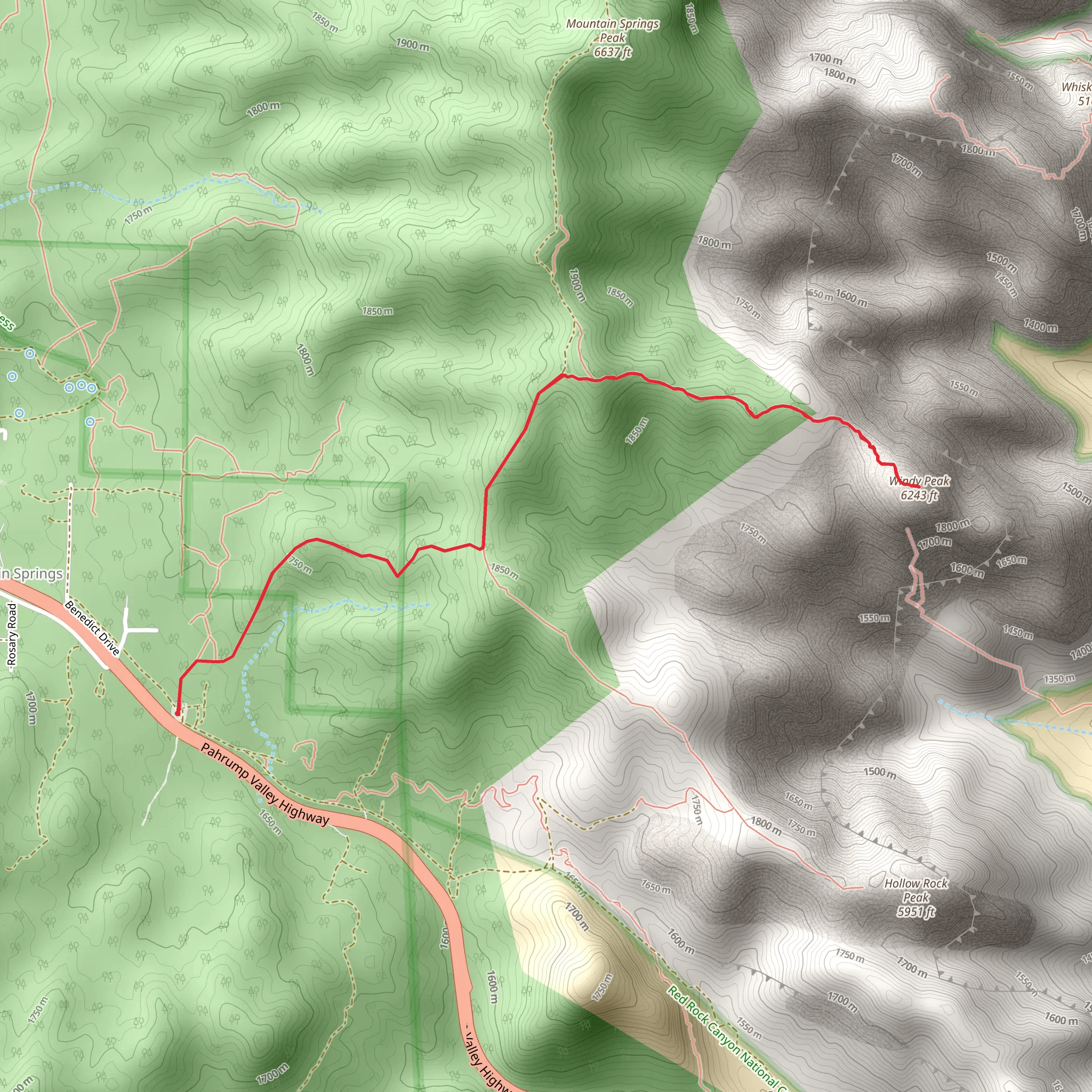 Windy Peak Out and Back mobile static map