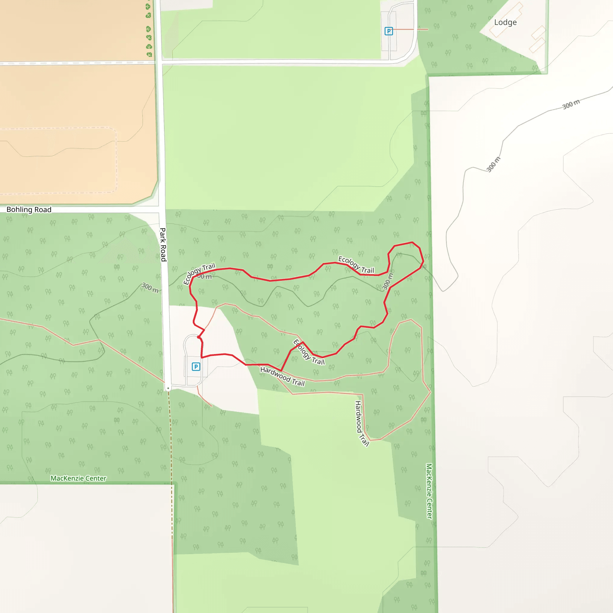 Ecology and Hardwood Loop Trail mobile static map