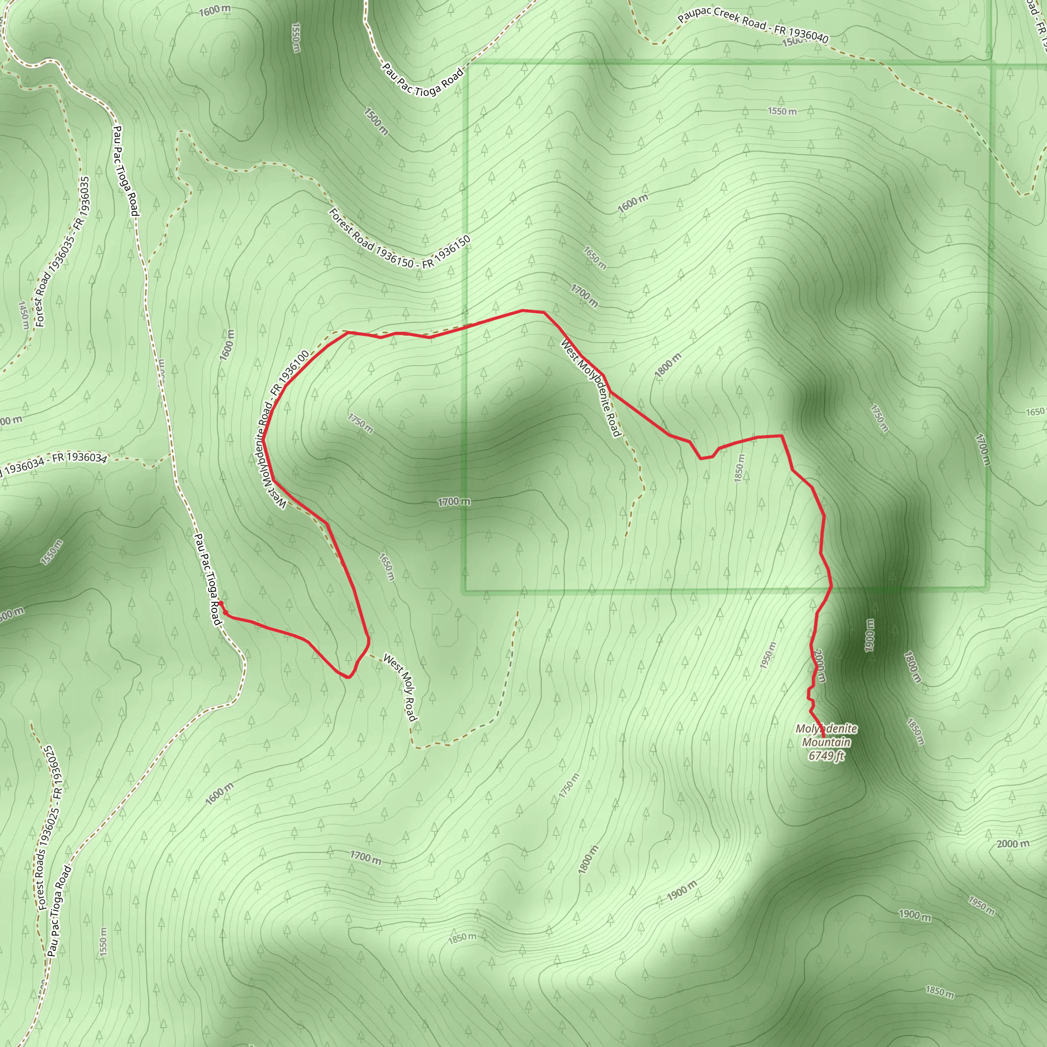 Molybdenite Mountain mobile static map