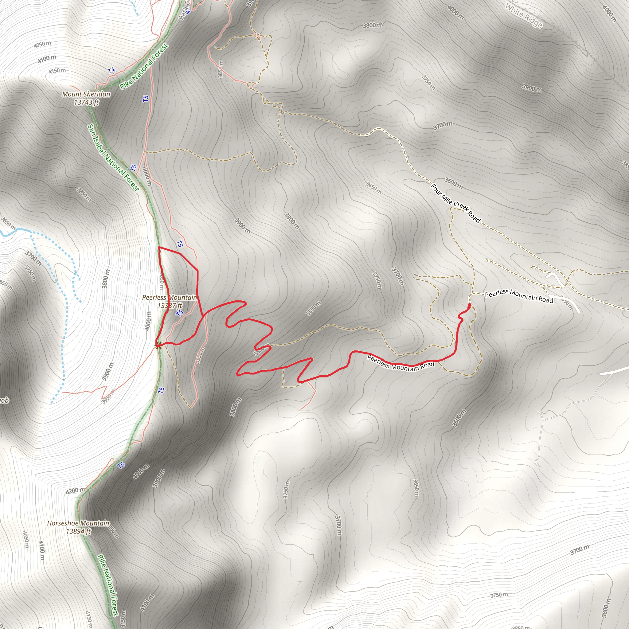 Peerless Mountain Loop mobile static map