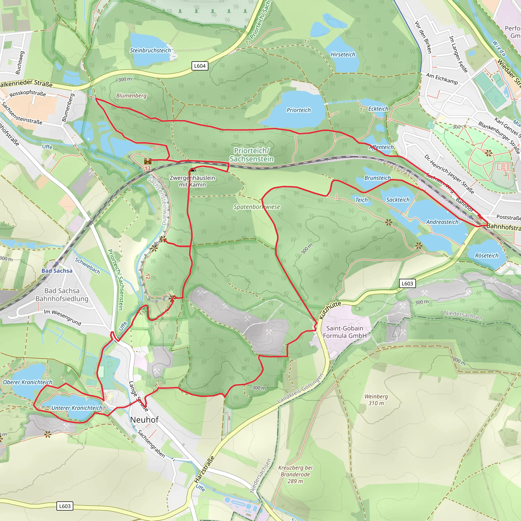 Priorteich-Sachsenstein, Sachsensteinklippen and Kranichteiche Loop mobile static map