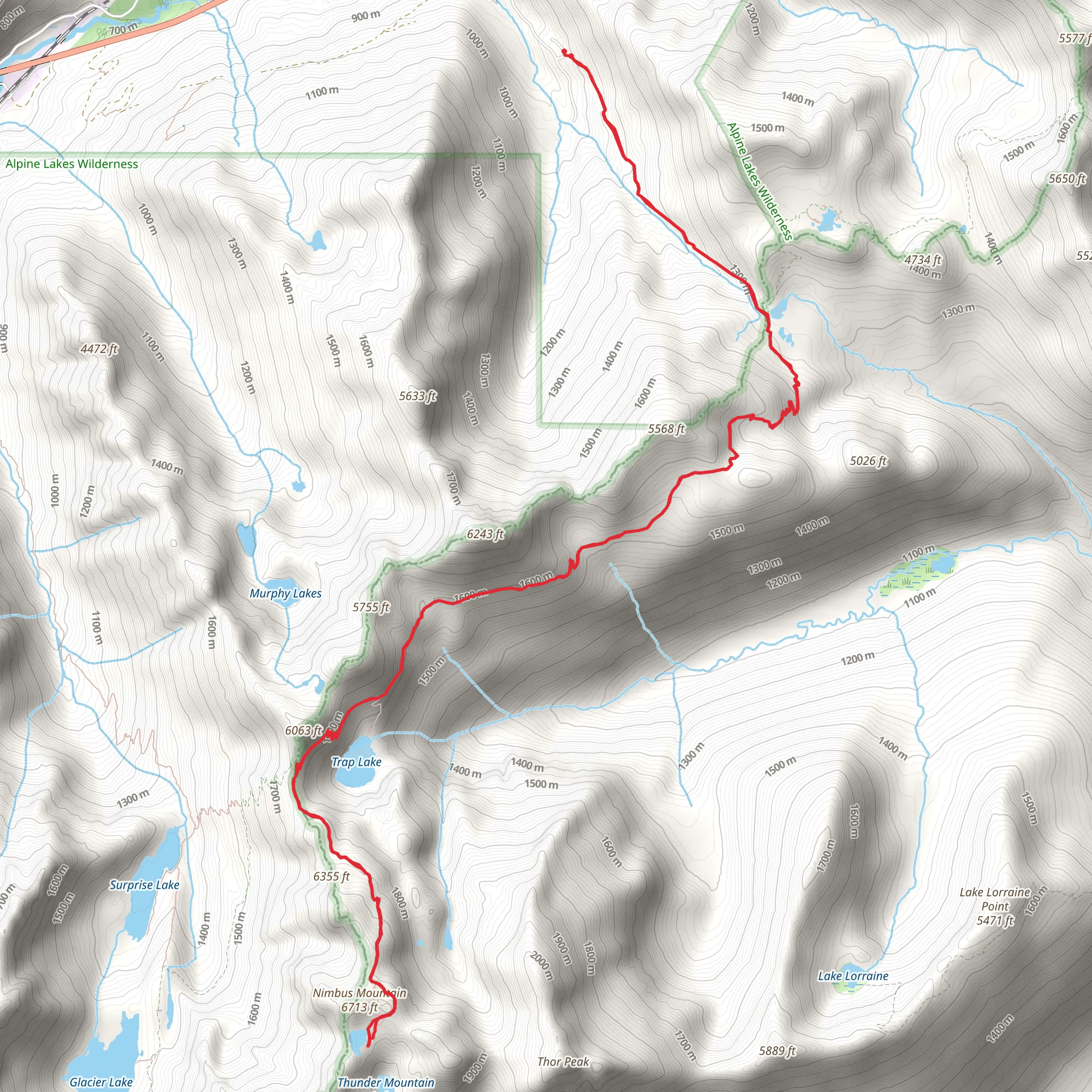 Nimbus Mountain via Tunnel Creek Trail mobile static map