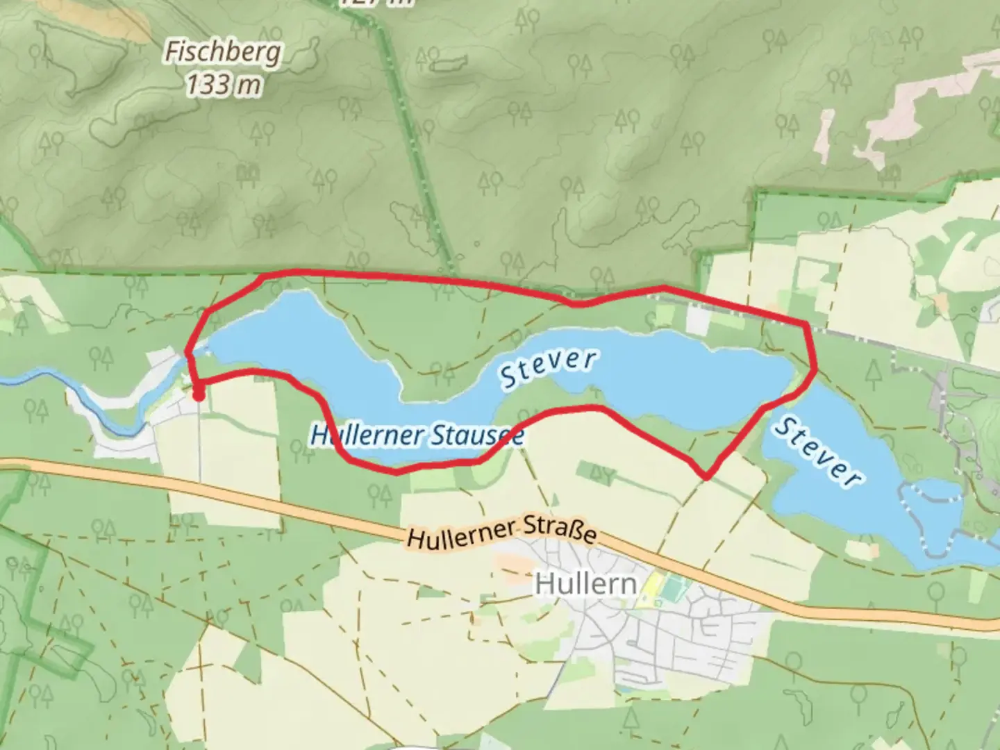 An image depicting the trail Stever Loop via Heimingshof Rundweg and its surrounding area.