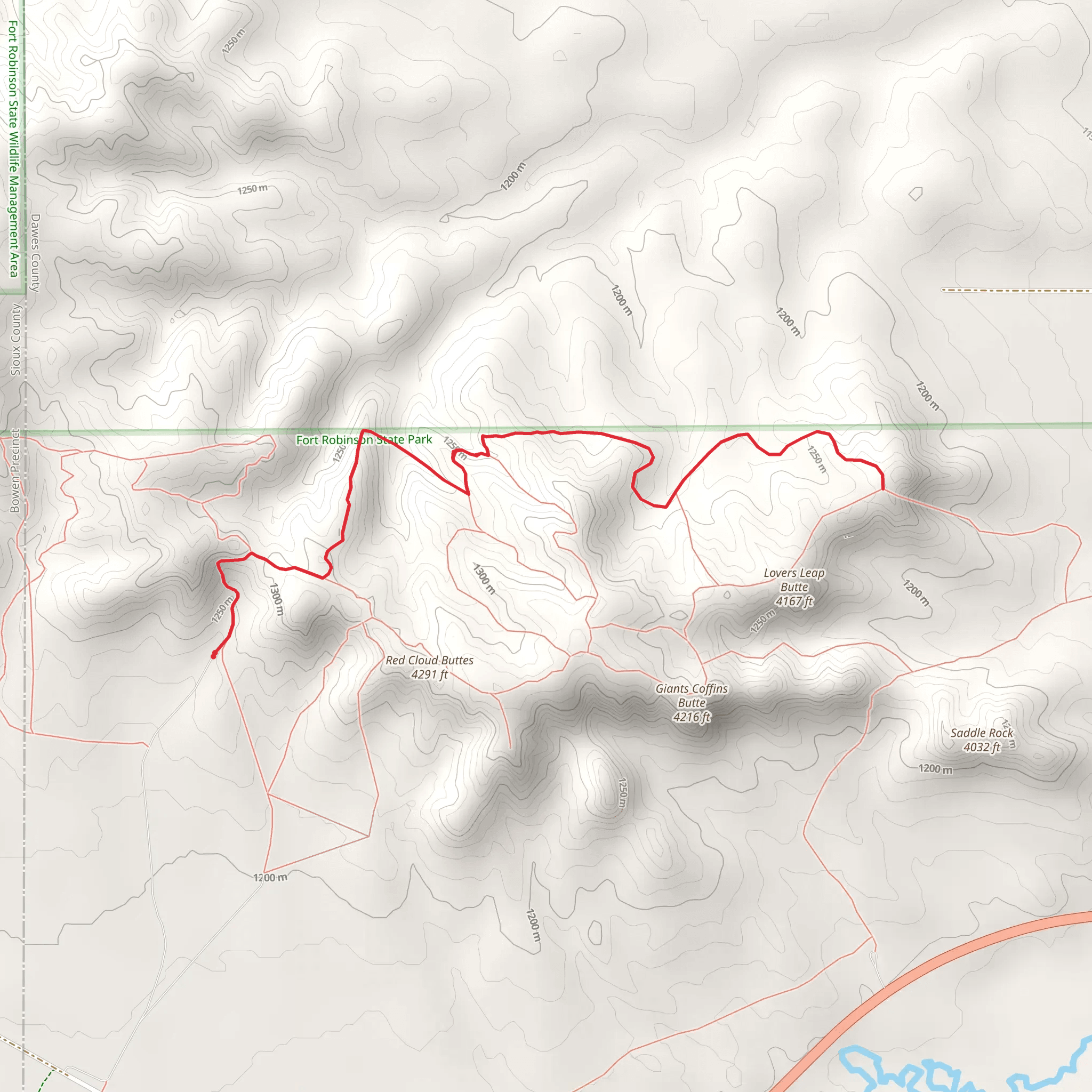 Lovers Leap Butte via Red Cloud Butte Trail mobile static map