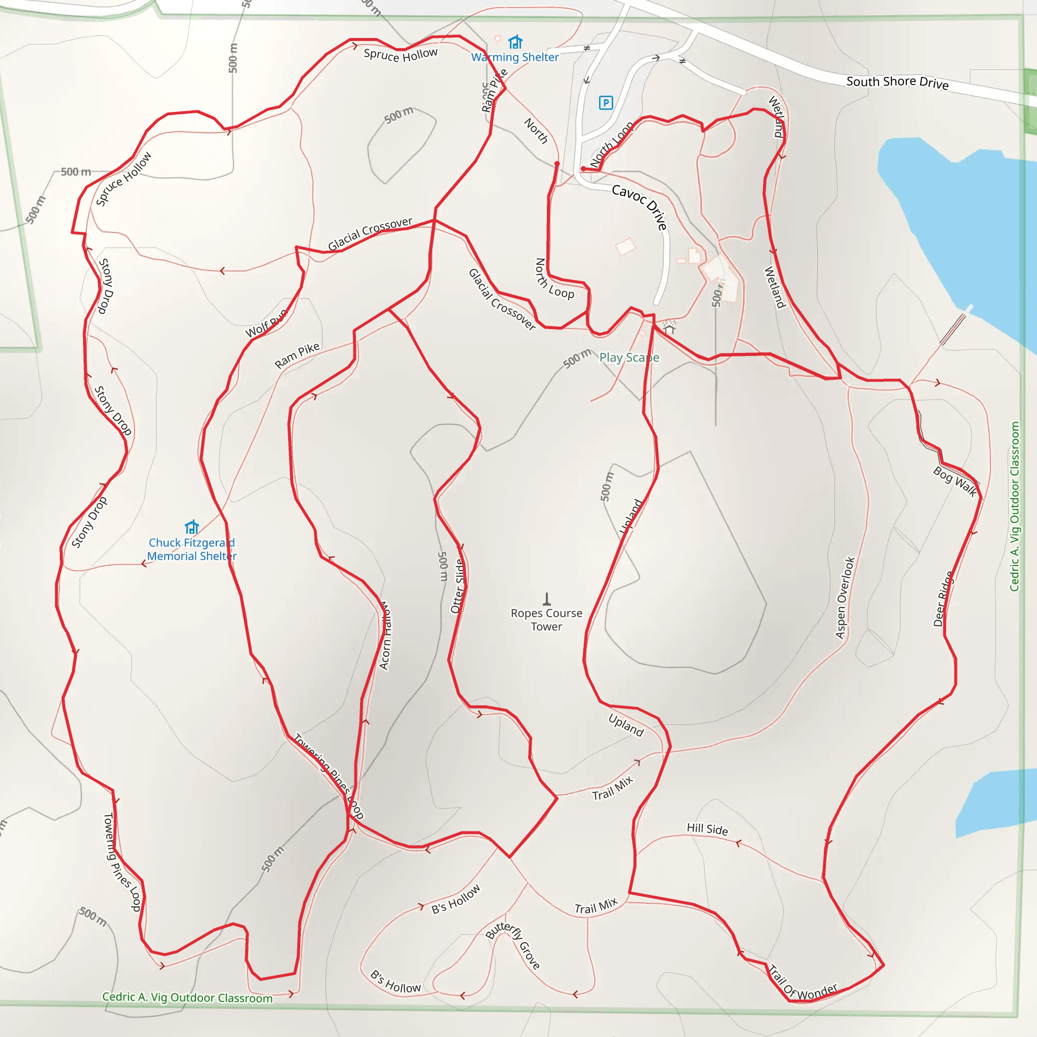 Towering Pine Loop and Deer Ridge Trail mobile static map