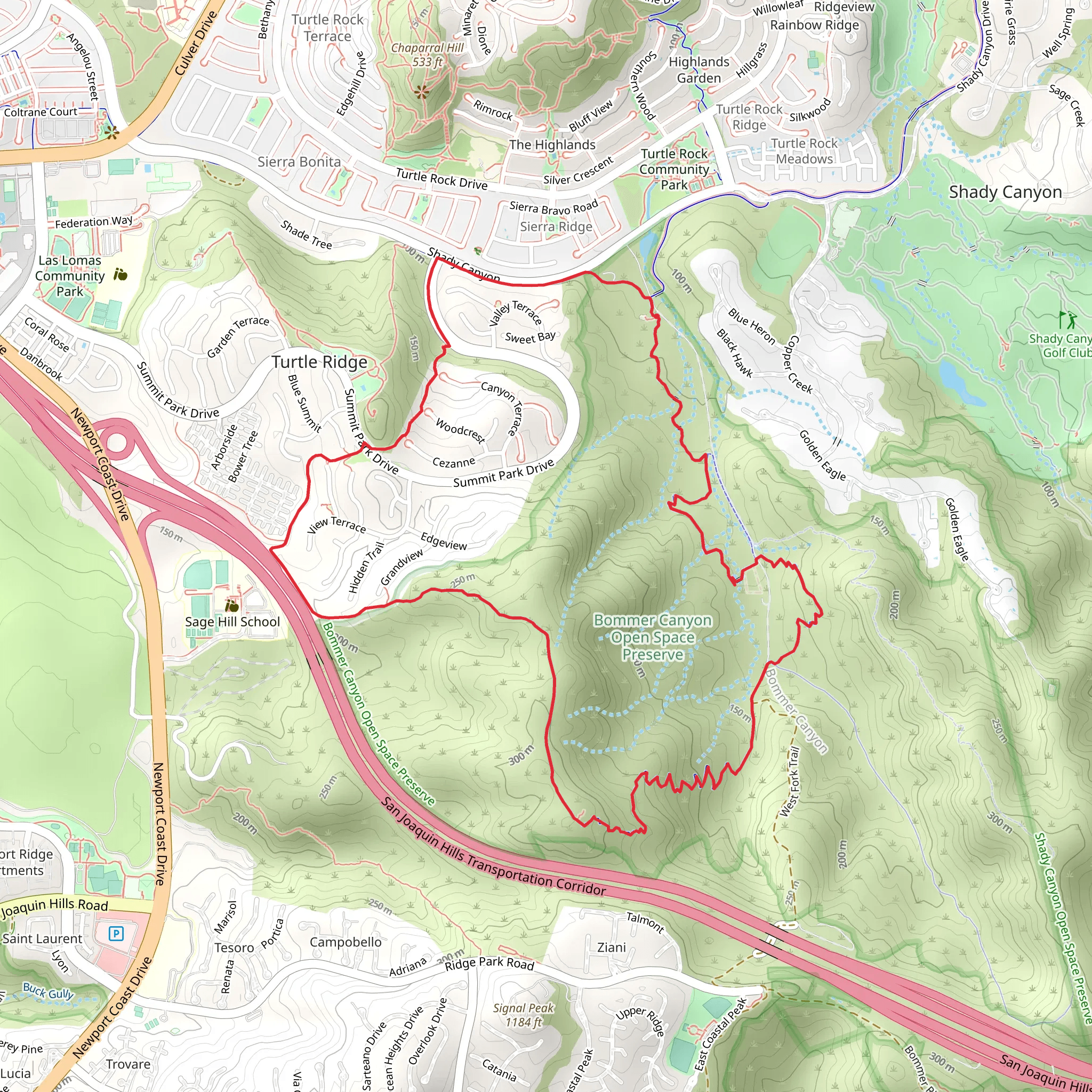 Turtle Ridge and Shady Canyon Loop Trail mobile static map