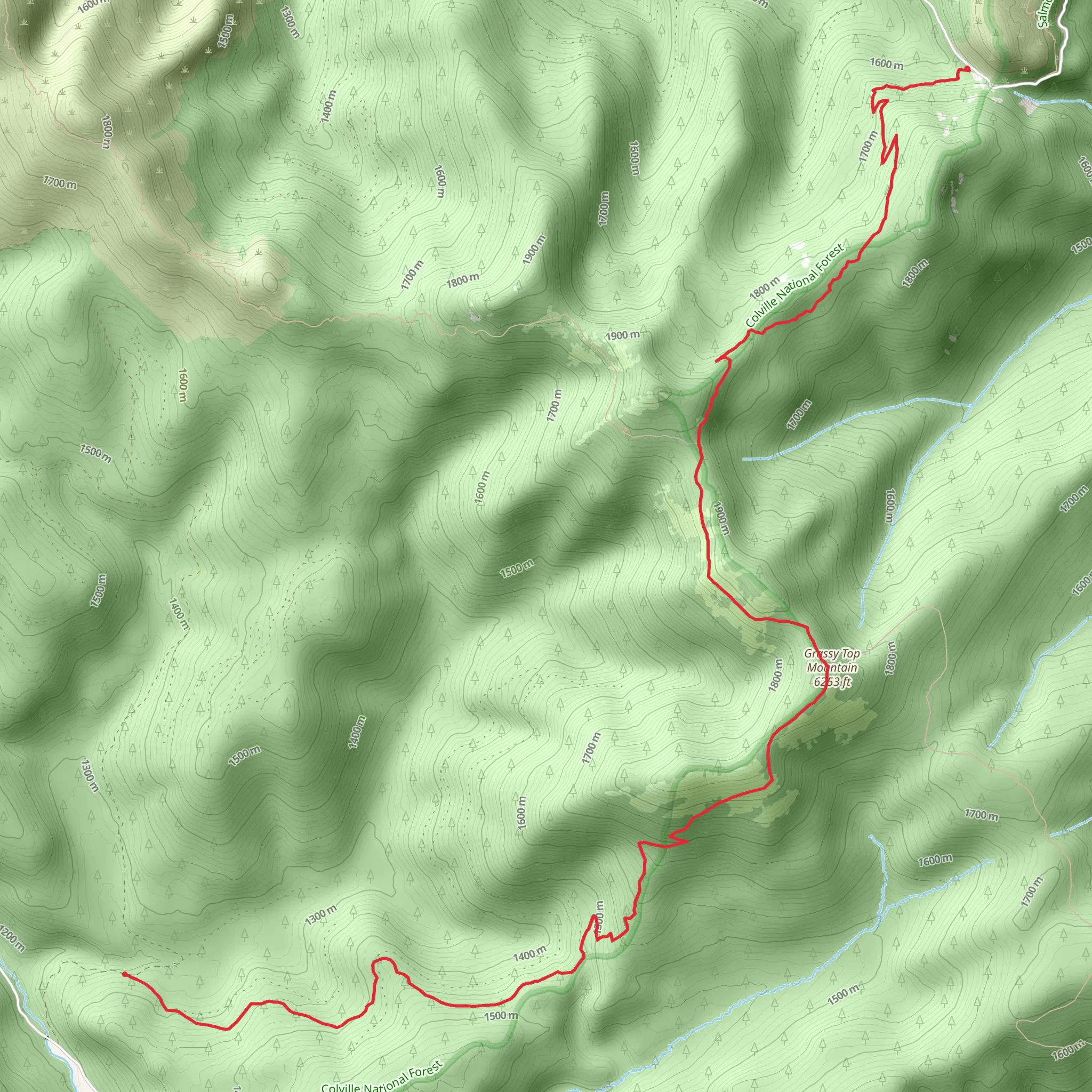 Pass Creek - Grassy Top Trail mobile static map