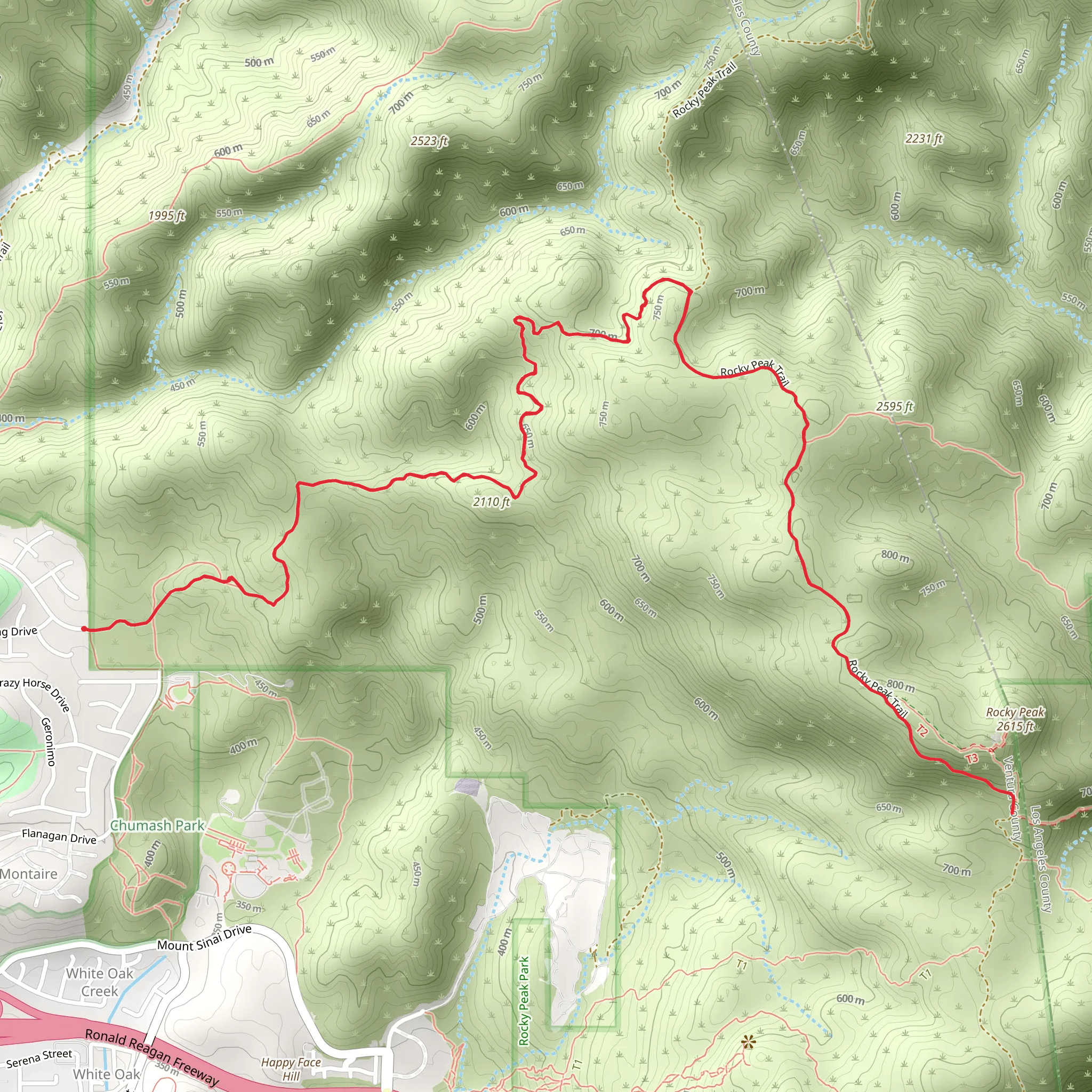 Chumash and Rocky Peak Trail mobile static map