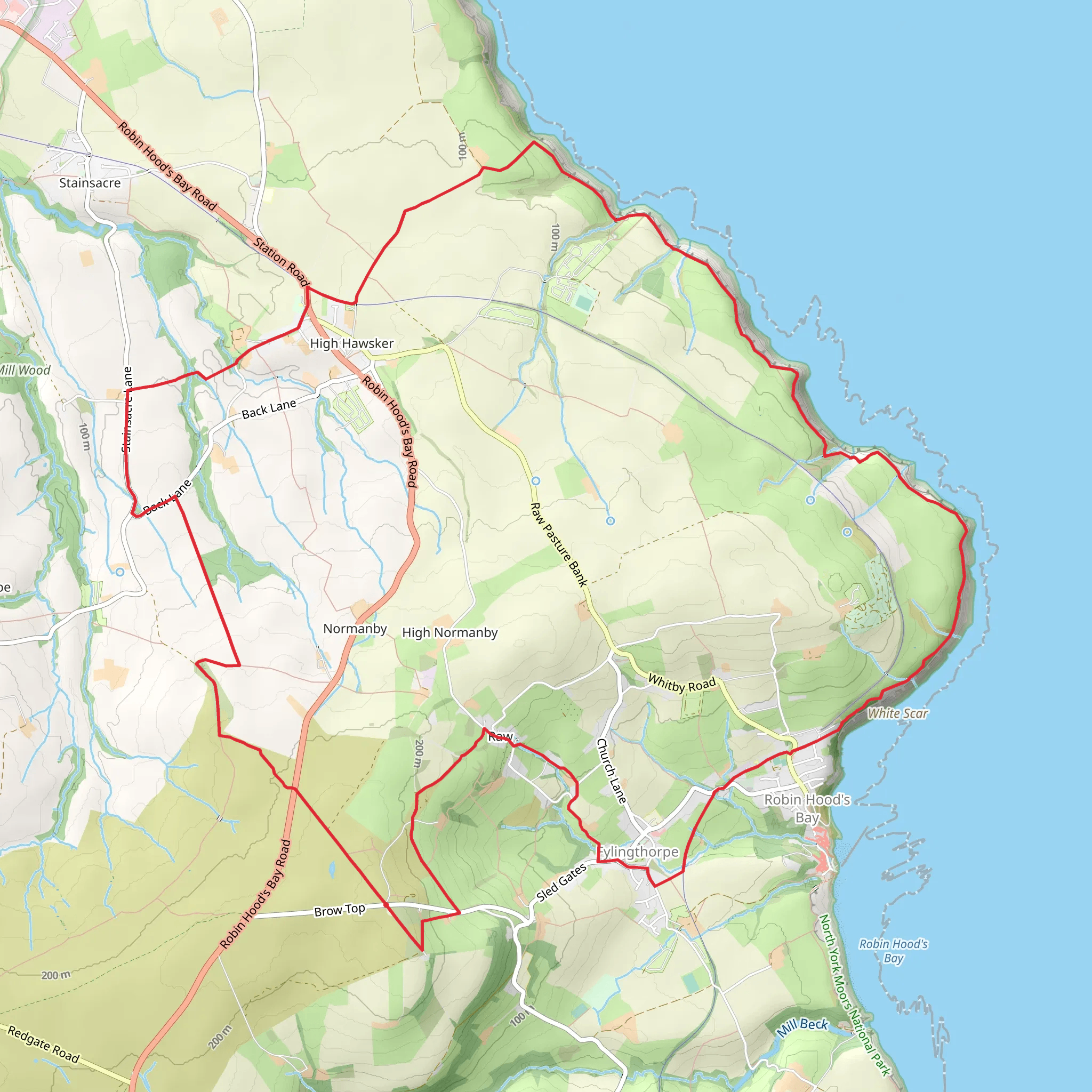 Robin Hood's Bay and Hawkser from Fylingthorpe mobile static map