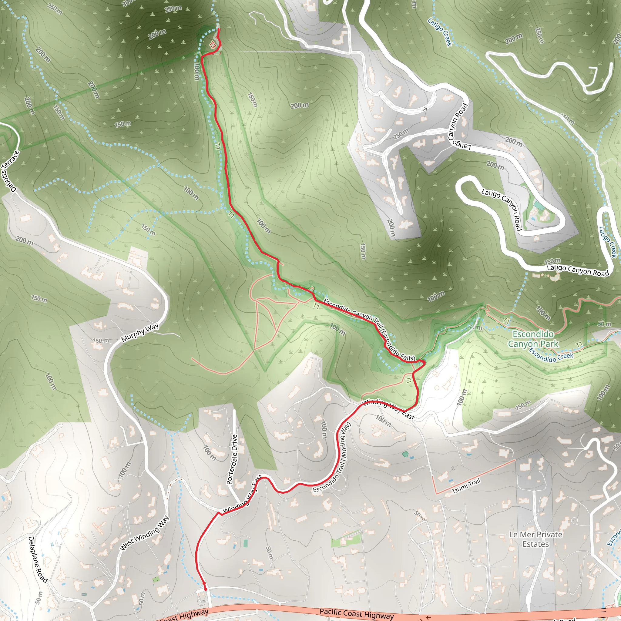 Escondido Falls Trail mobile static map