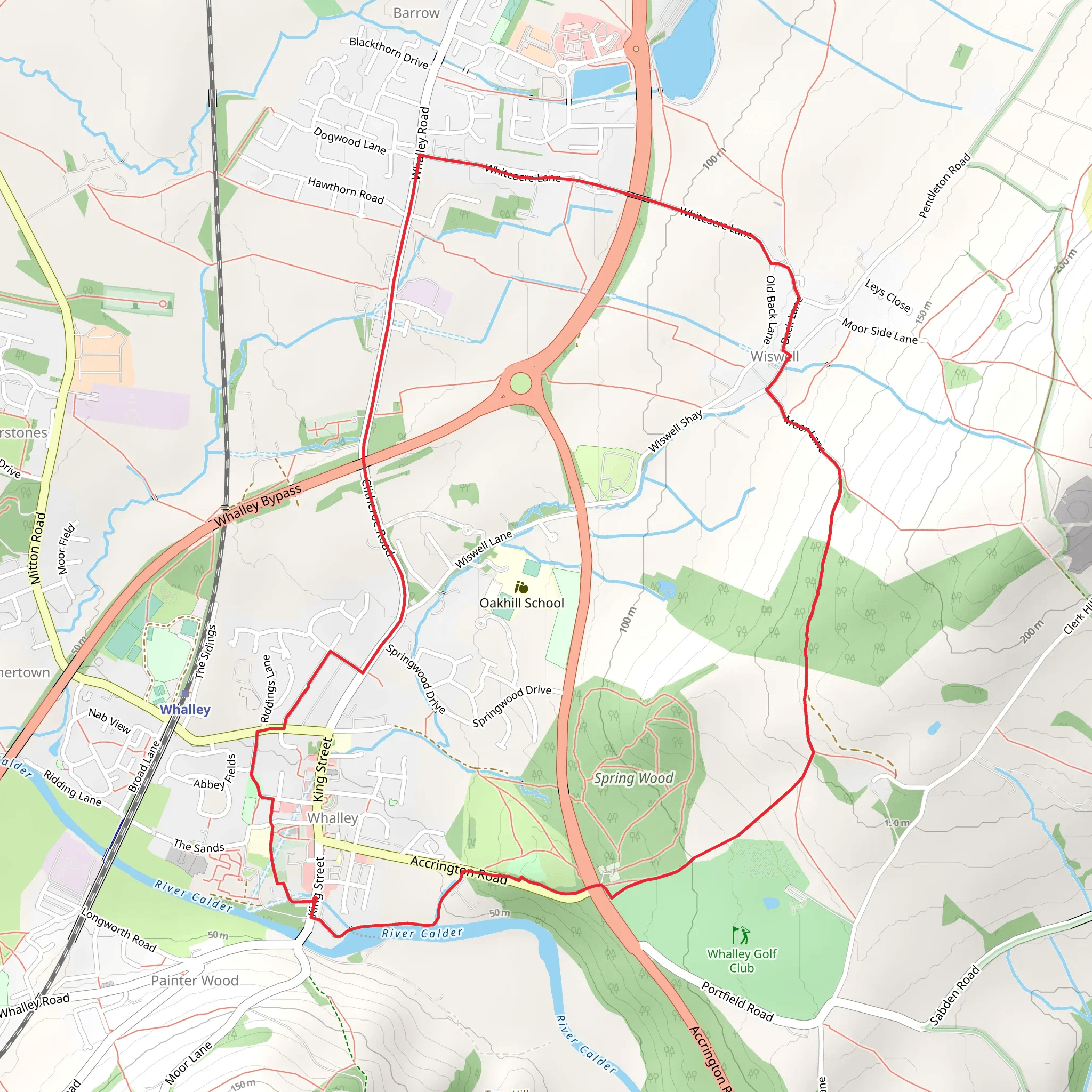 Spring Wood and Whalley Country Park Loop mobile static map