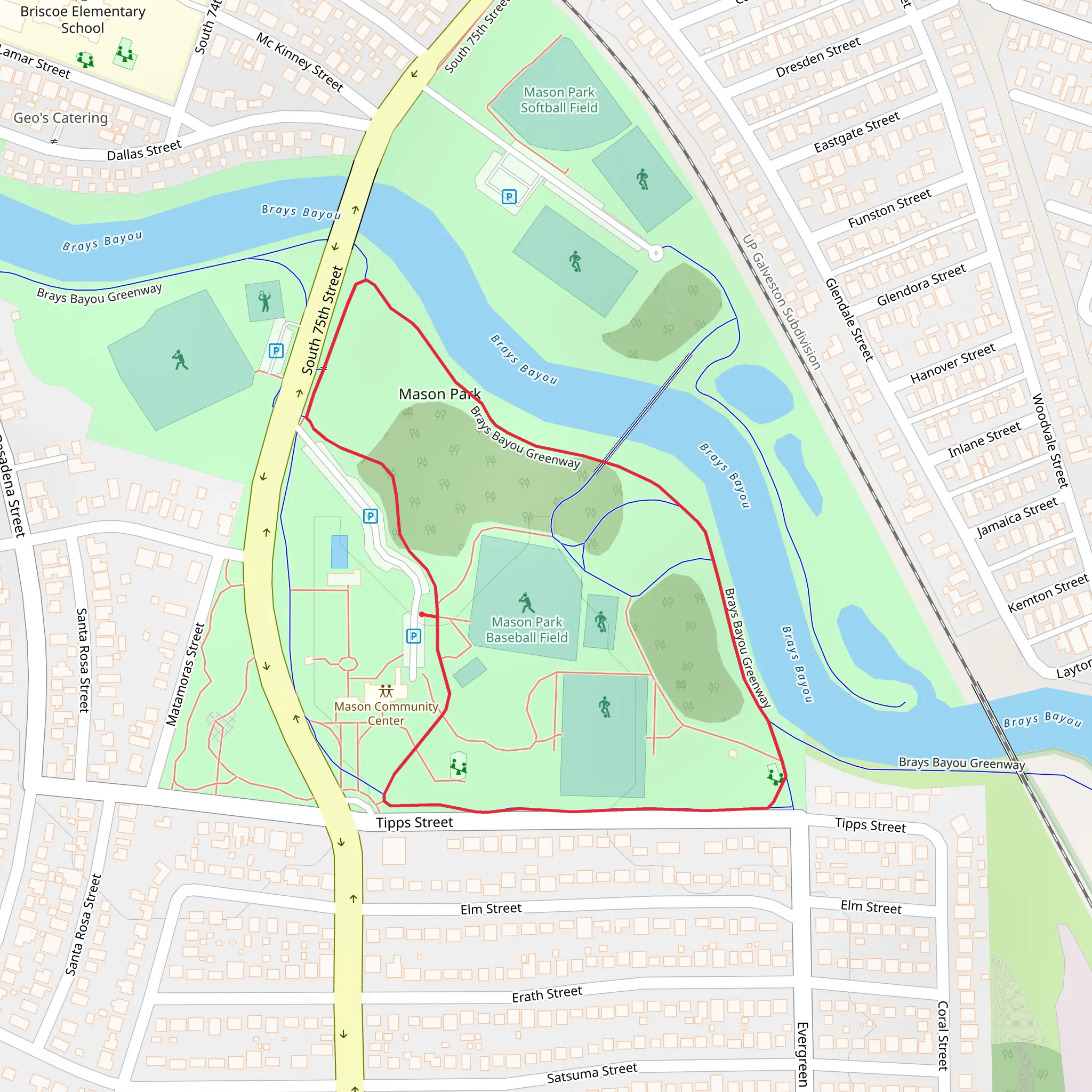 Mason Park Baseball Field Loop mobile static map