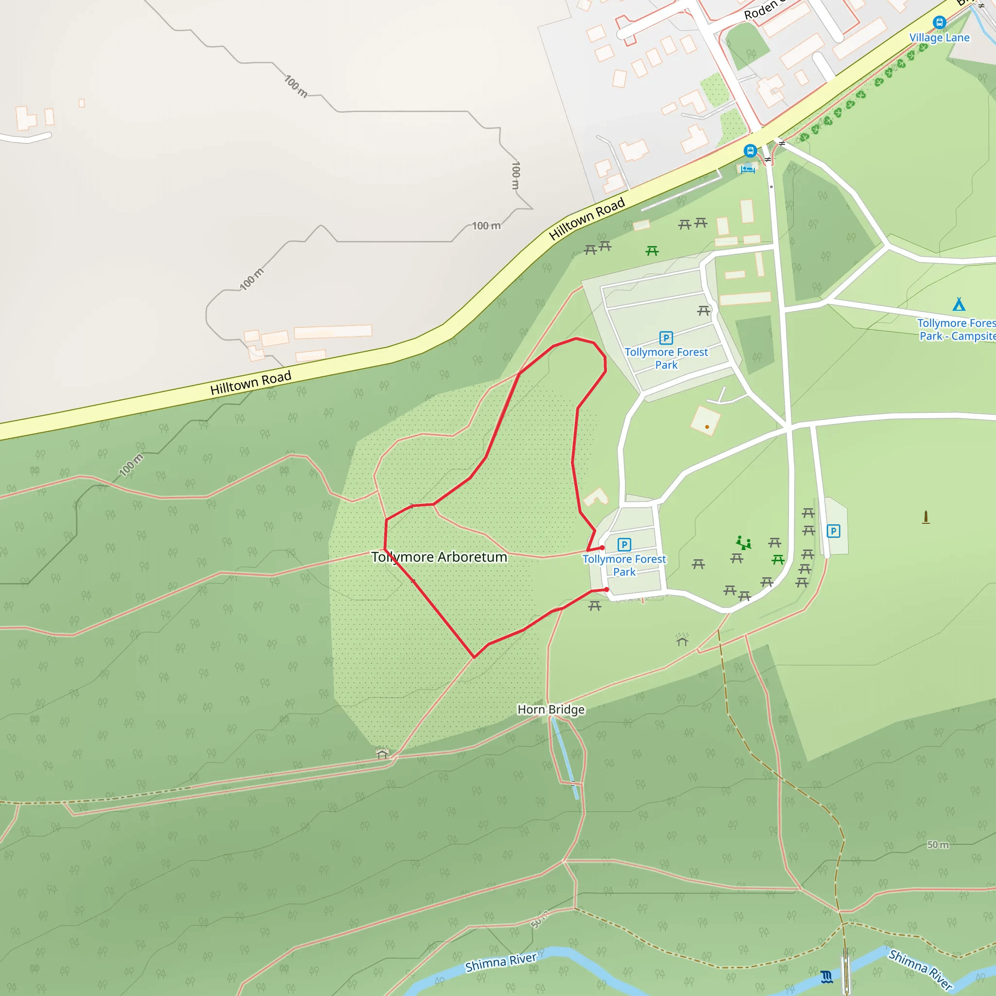 Tollymore Forest Park - Arboretum Path mobile static map