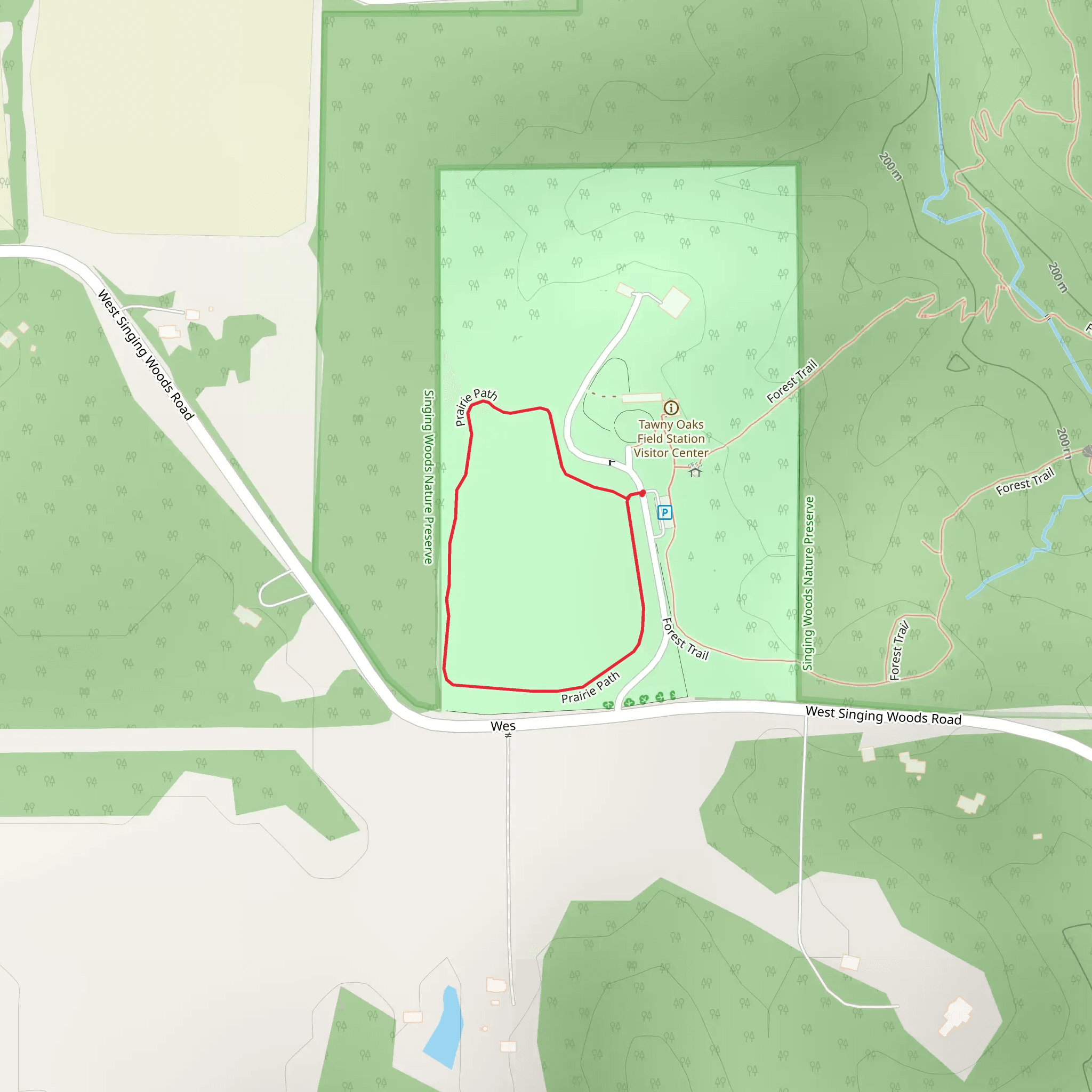 Tawny Oaks Field Station Loop mobile static map
