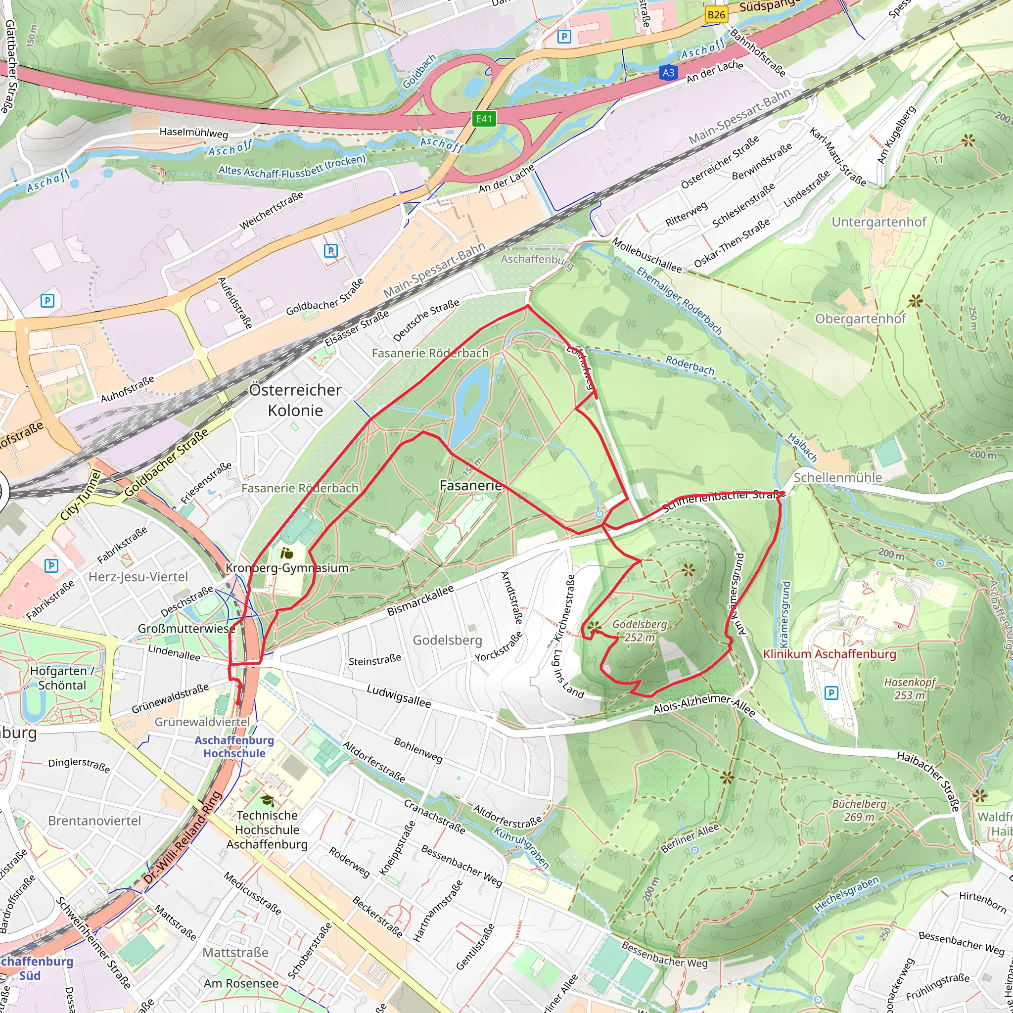 Aschaffenburg and Spessartweg mobile static map
