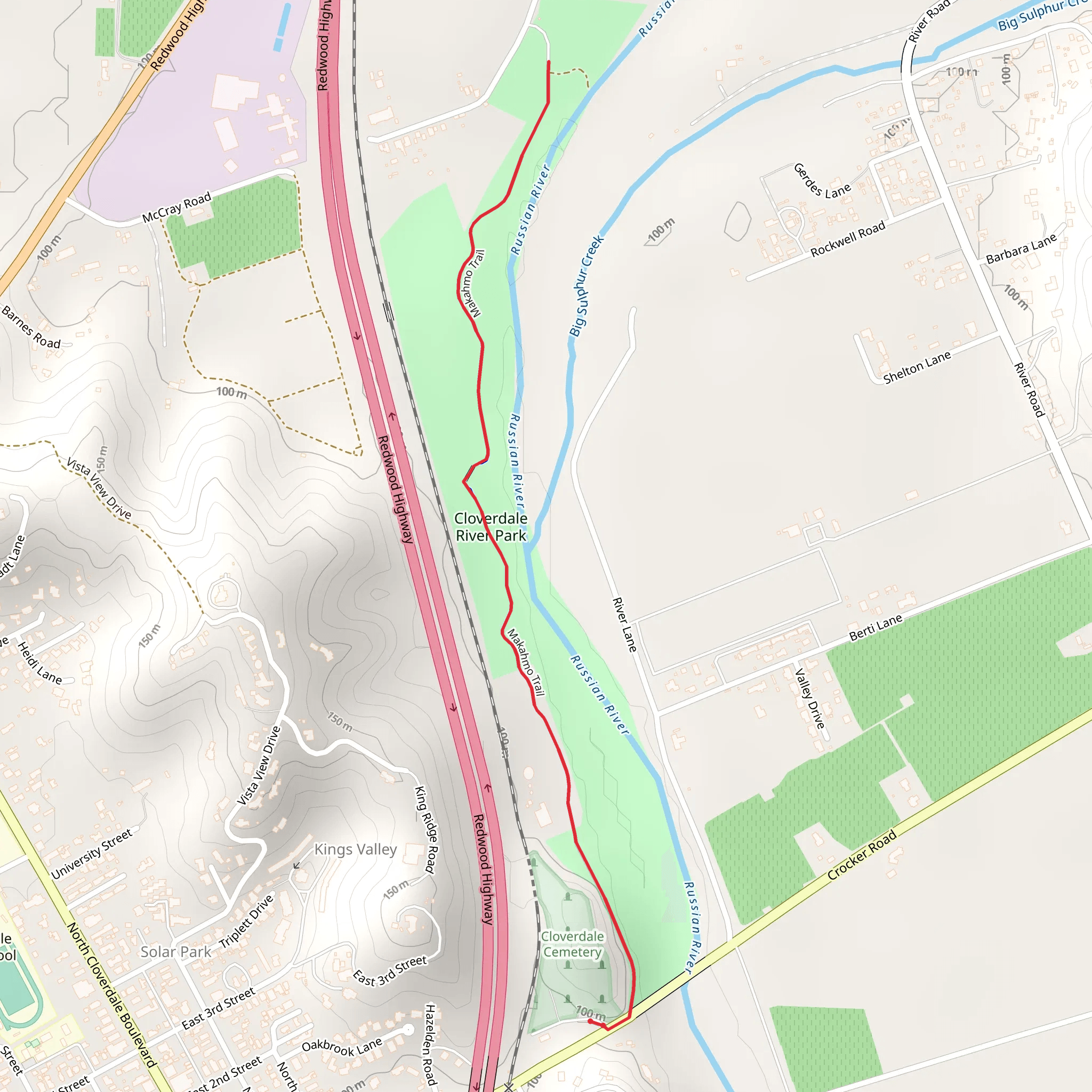 Cloverdale River Park - Makahmo Trail mobile static map