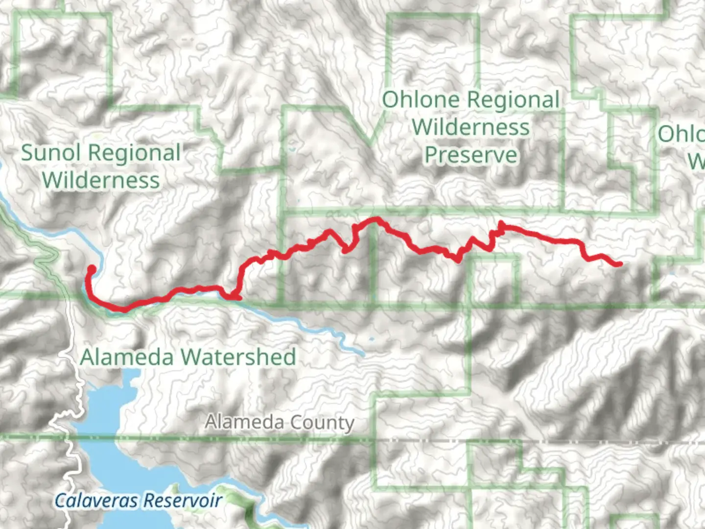An image depicting the trail Rose Peak via Camp Ohlone Road and its surrounding area.