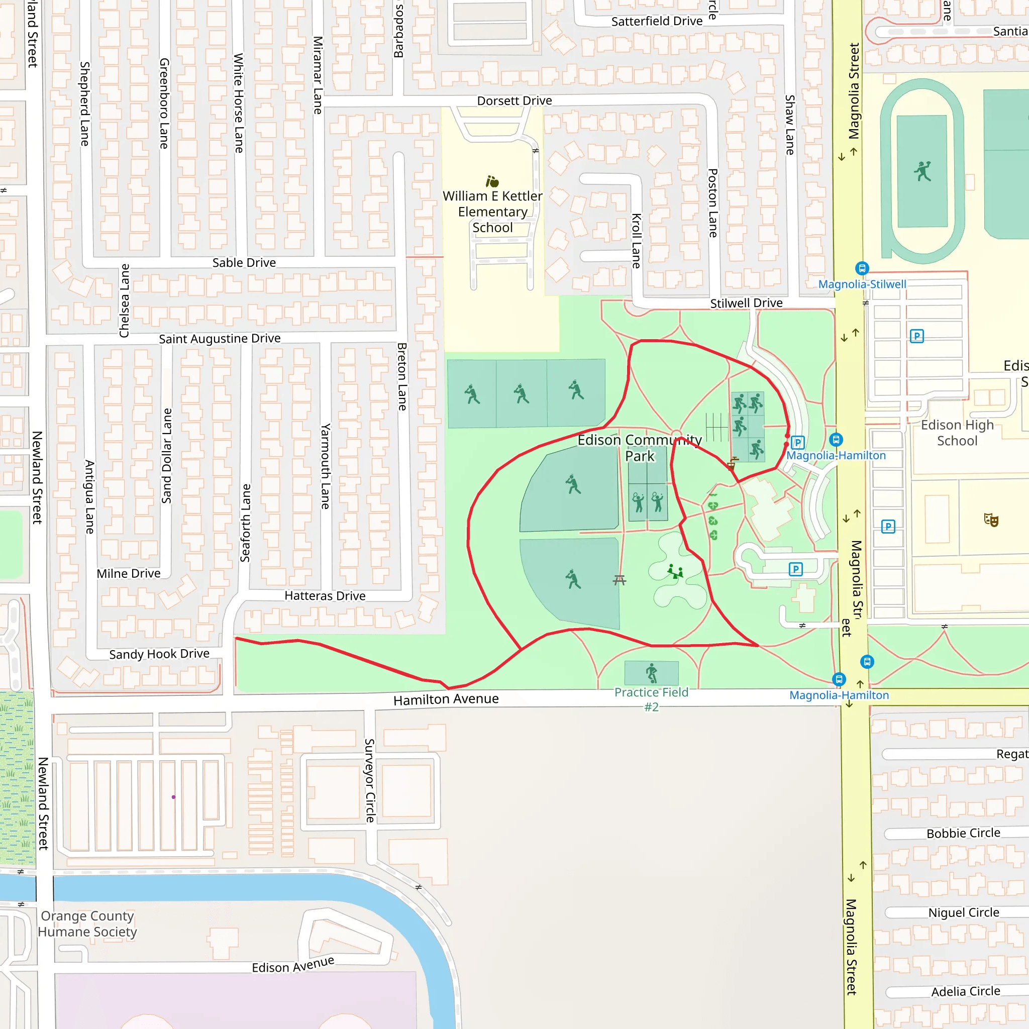 Edison Community Park Loop mobile static map