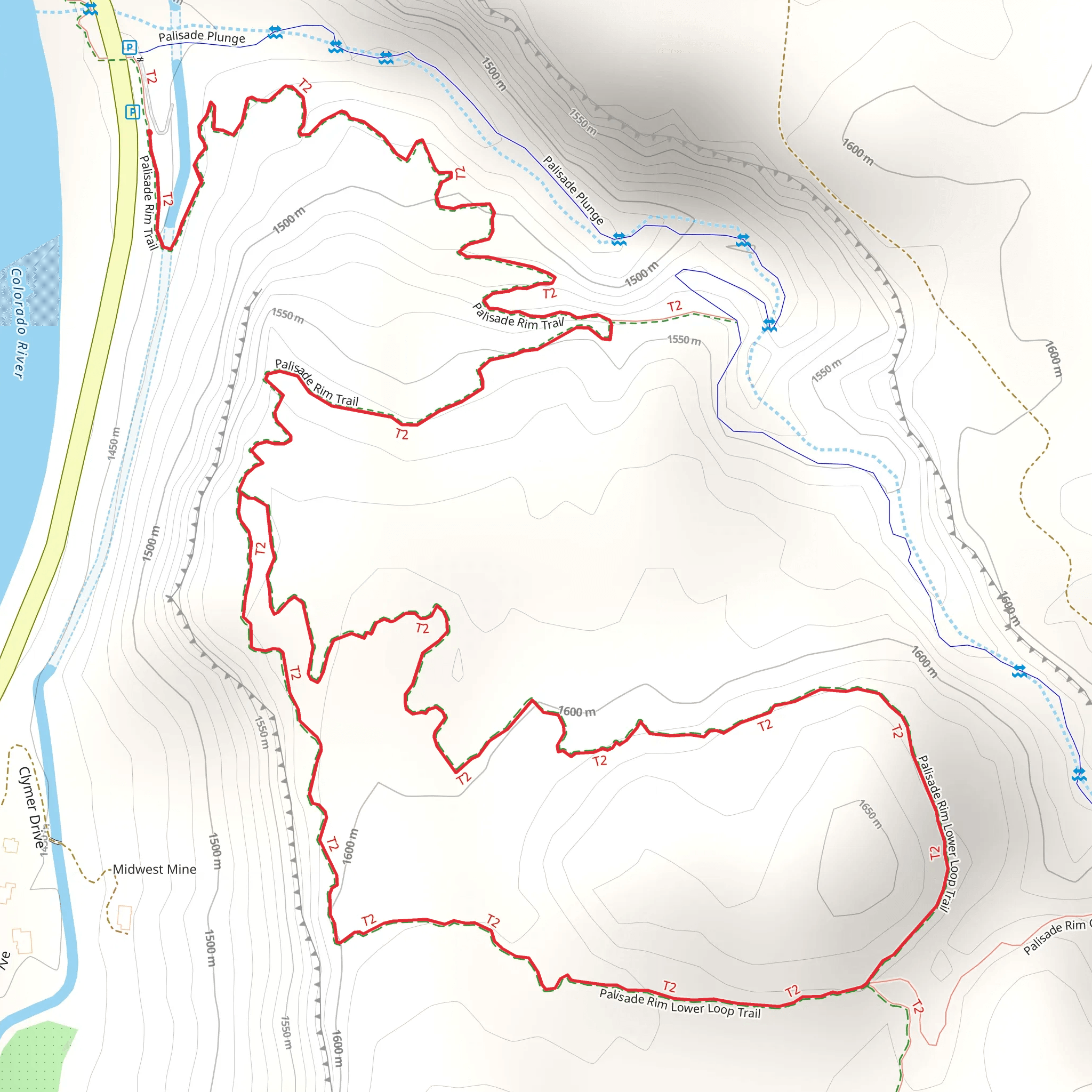 Palisade Rim Lower Loop Trail mobile static map