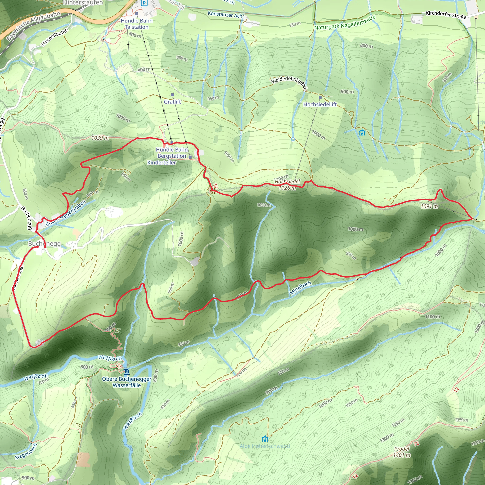 Hundlekopf via Wandergebiet Oberstaufen mobile static map
