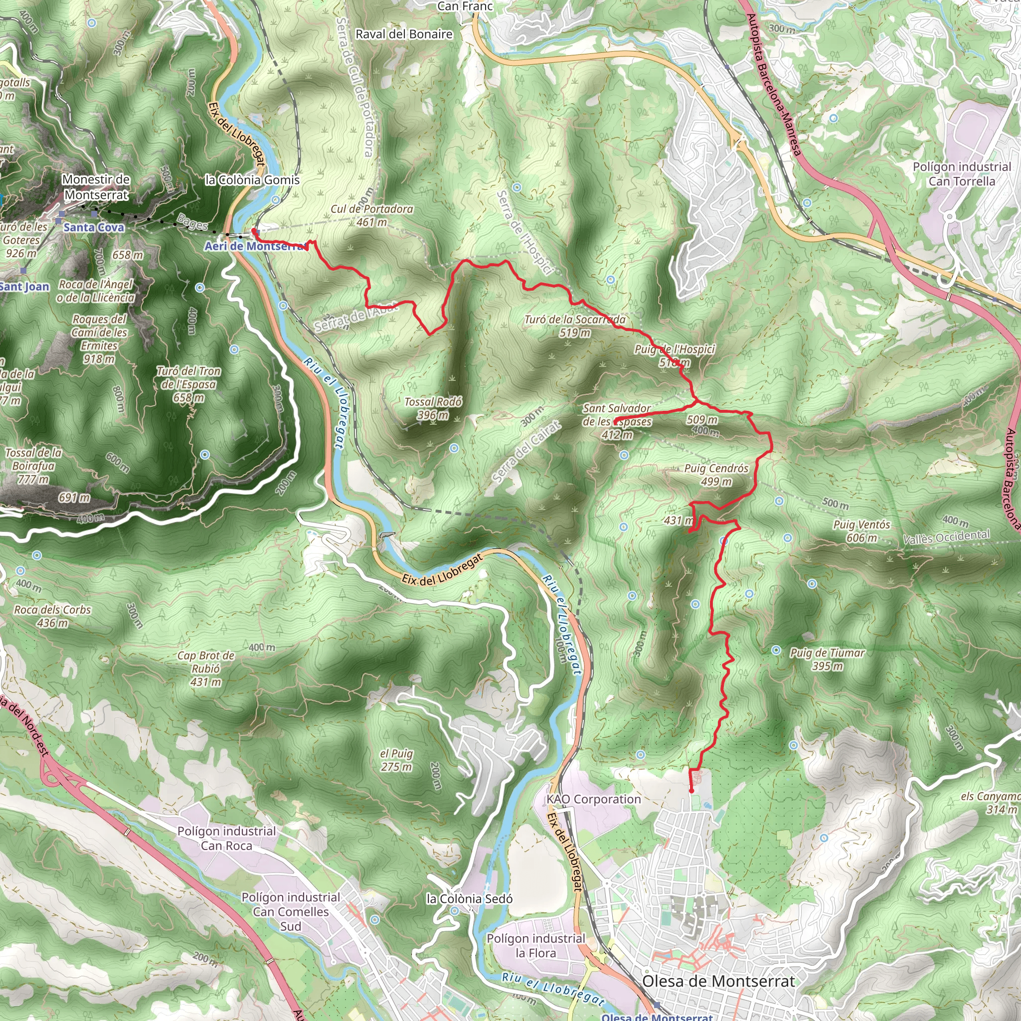 Olesa de Montserrat - Montserrat lower train station PR C 167 mobile static map