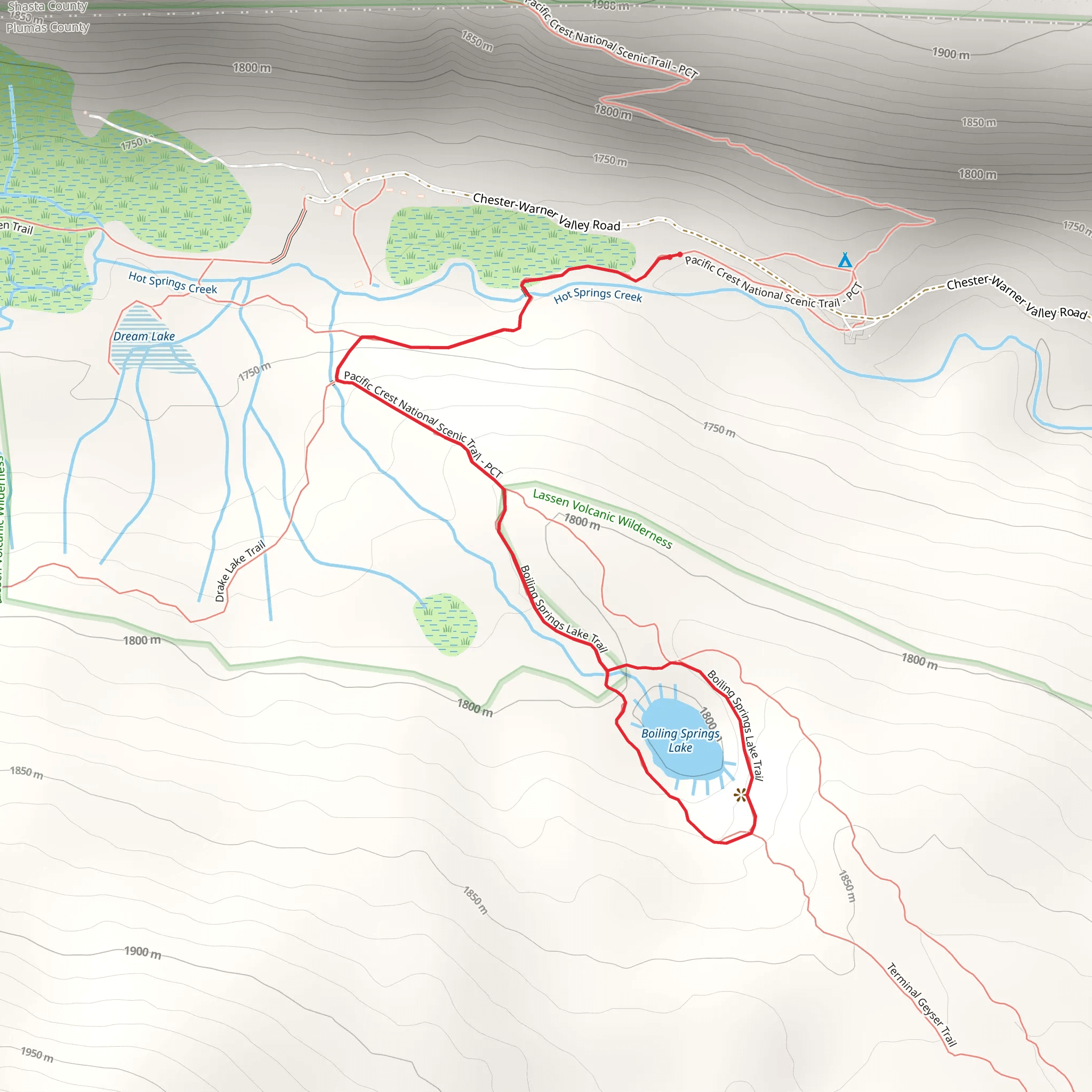 Boiling Springs Lake Trail mobile static map