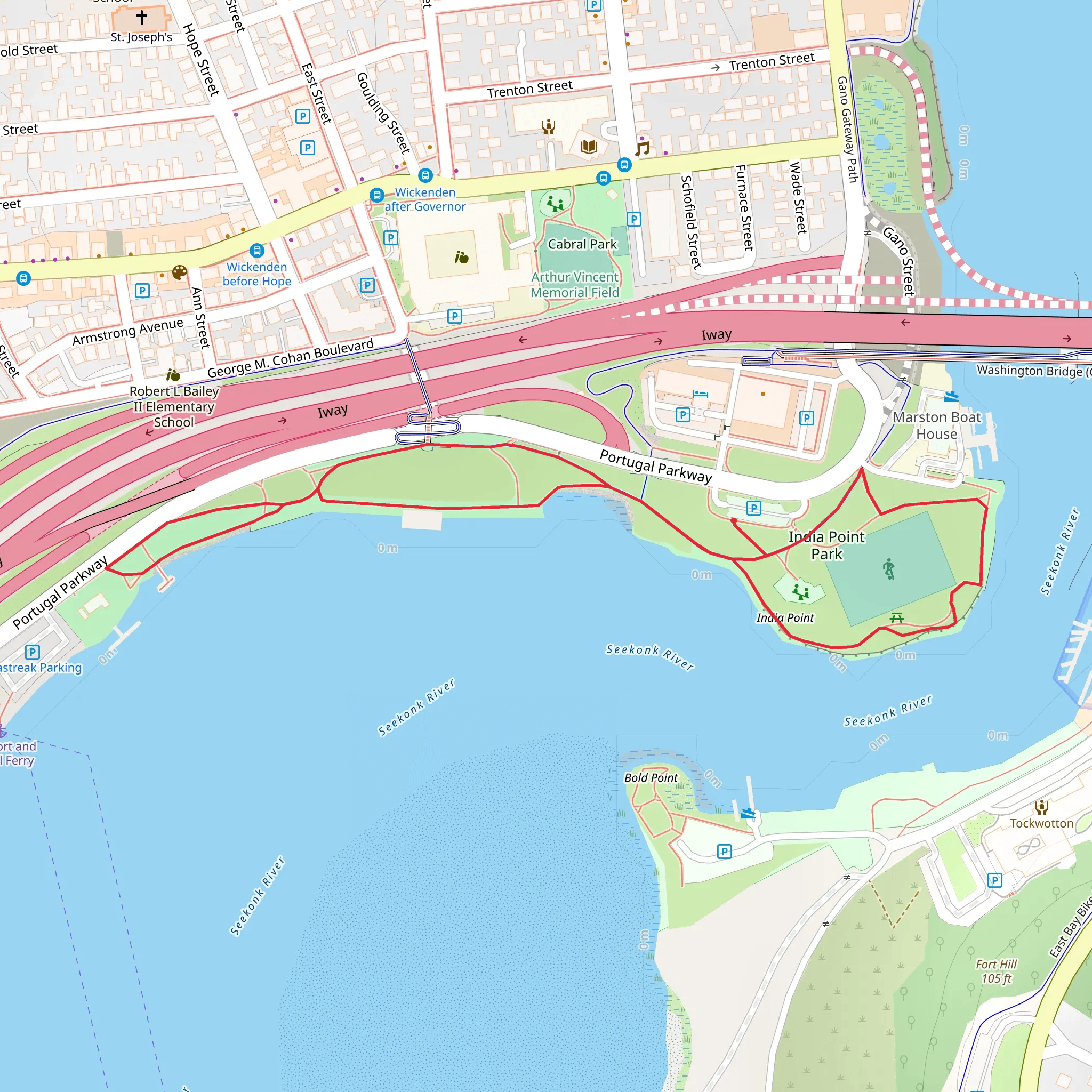 Indian Point Park and Seekonk River Walk mobile static map