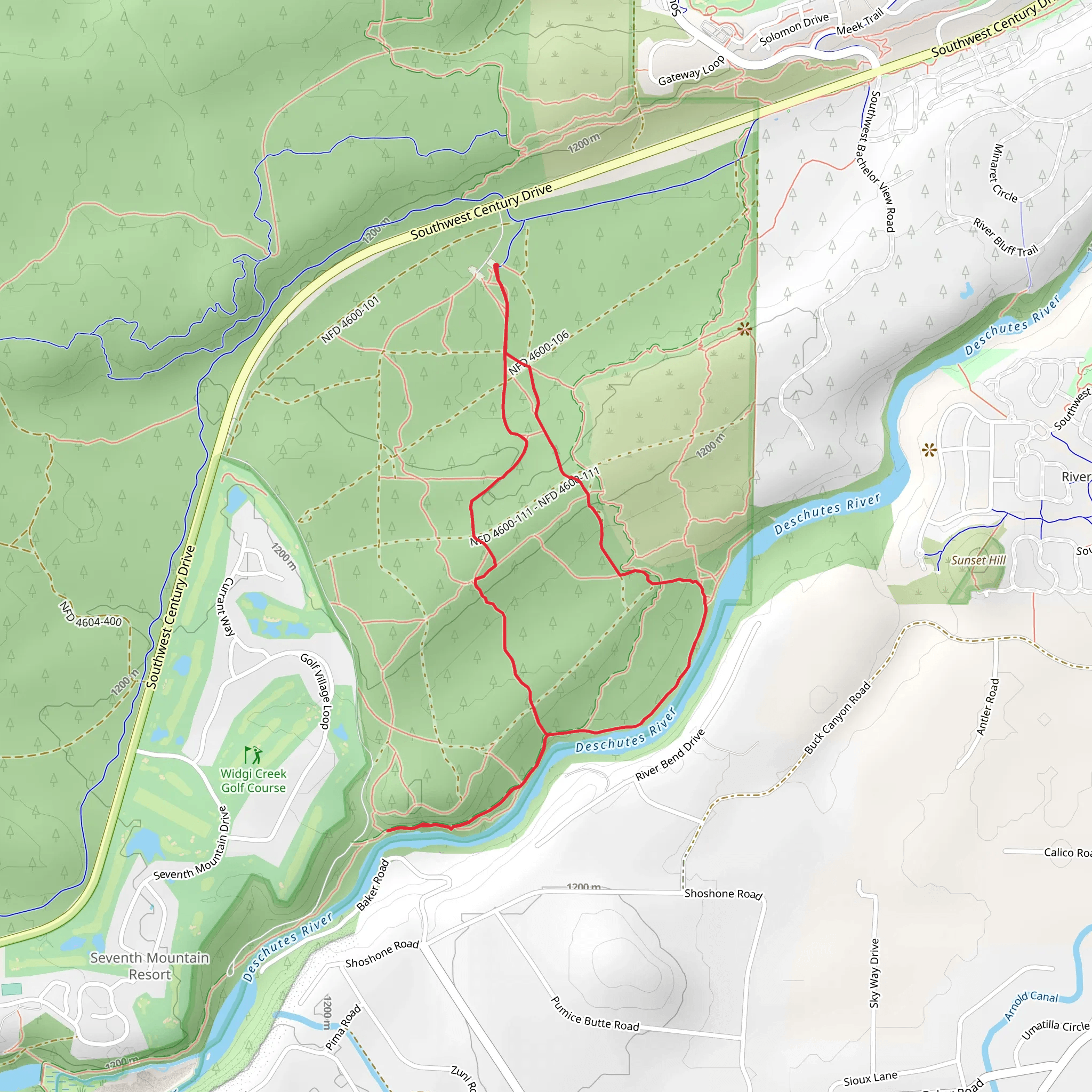 Good Dog and Sirius Loop Trail mobile static map