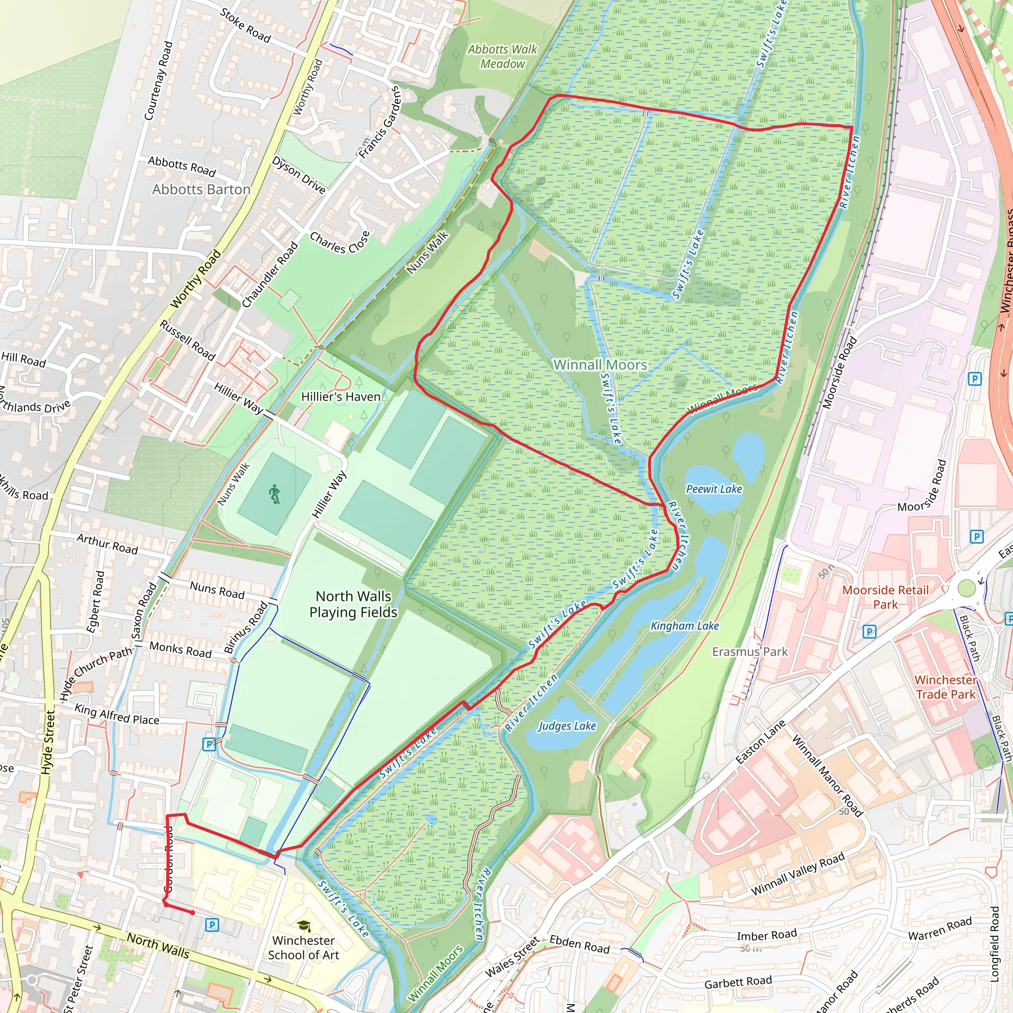 Winnall Moors Nature Reserve Loop mobile static map