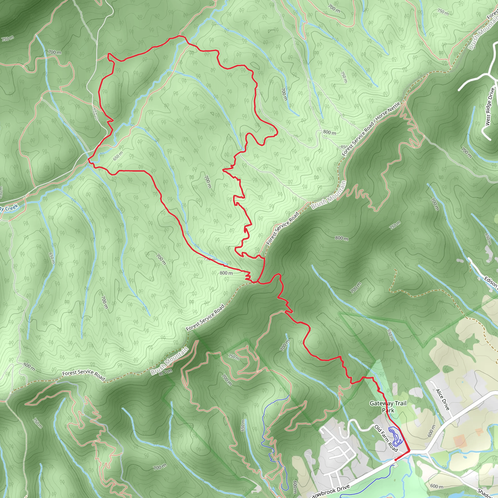 Poverty Creek Trail and Snakeroot Loop mobile static map