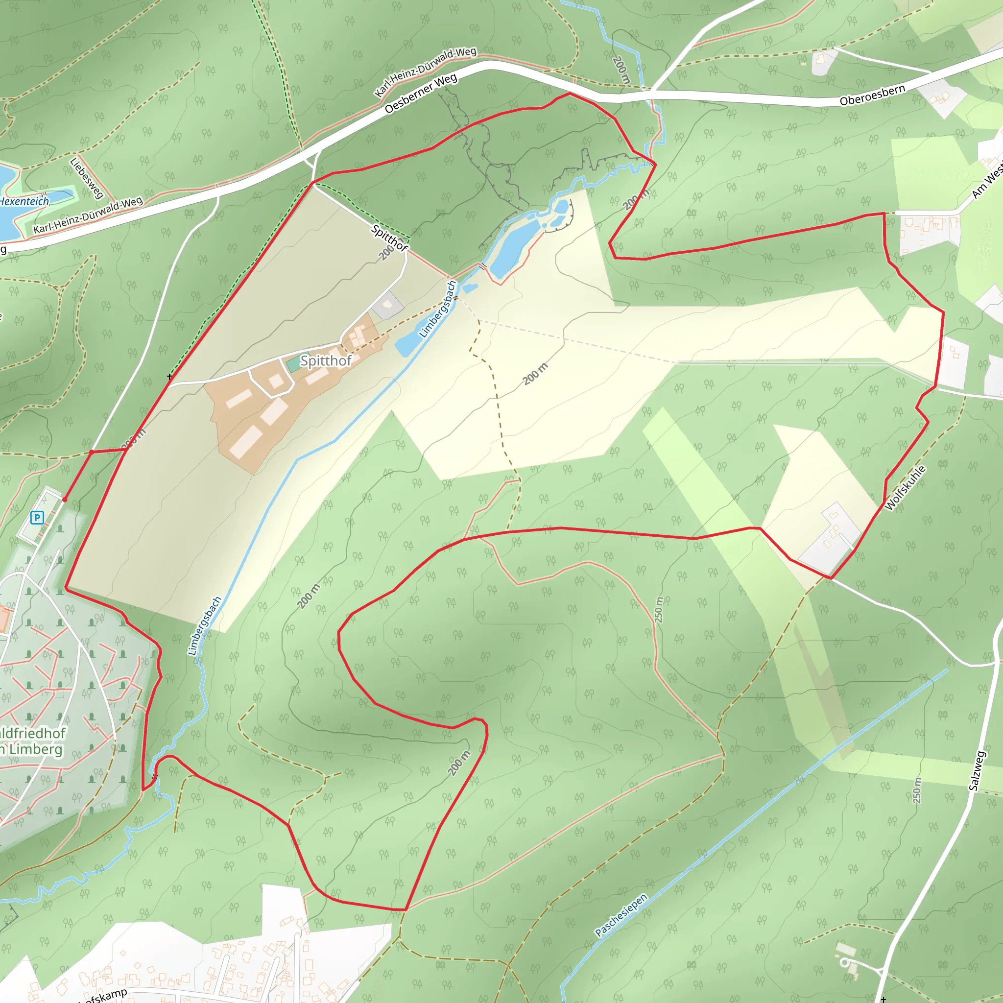 Berkenhofskamp and Rauherfeld Loop via Rund um Oesbern mobile static map