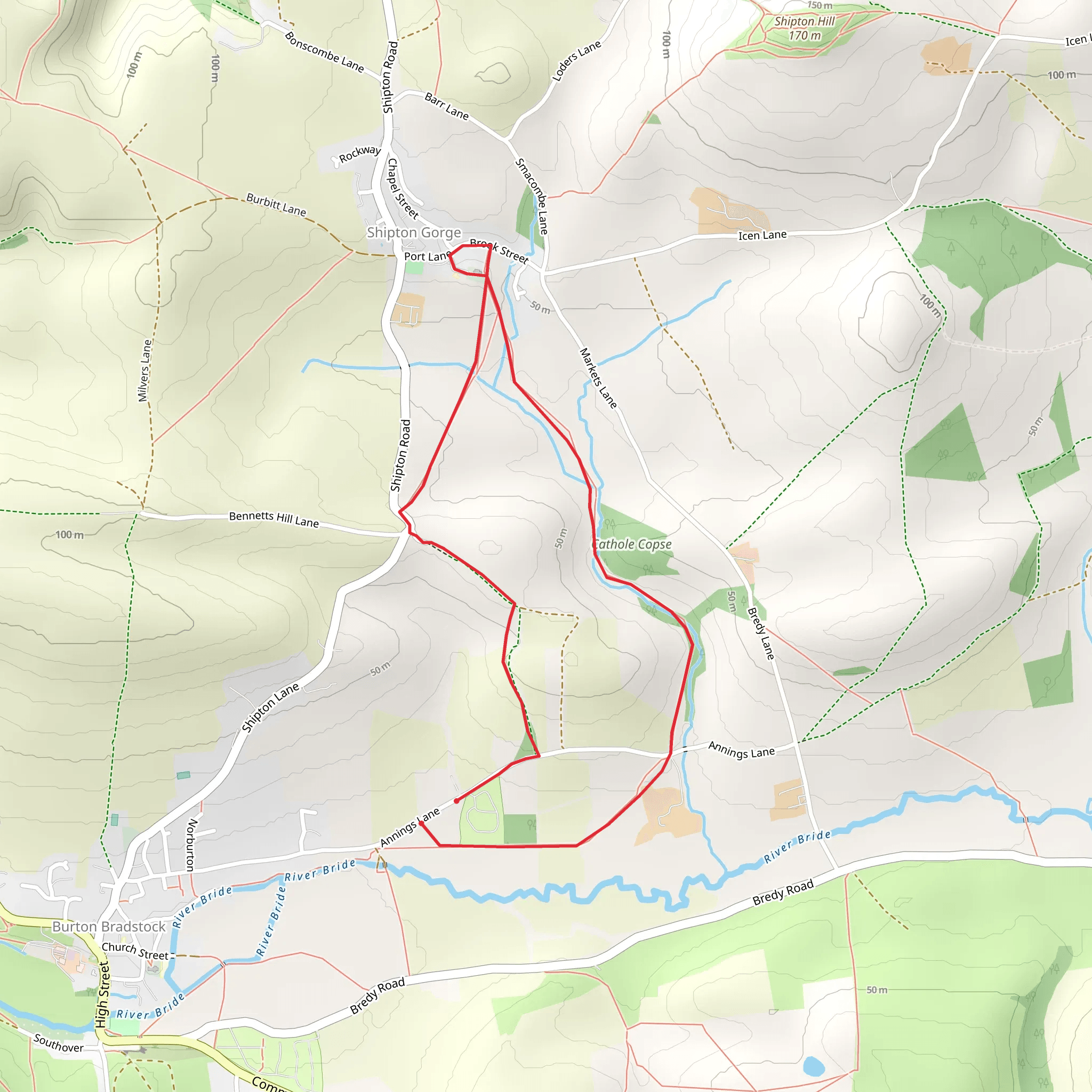 Graston Copse - Shipton Gorge Walk mobile static map