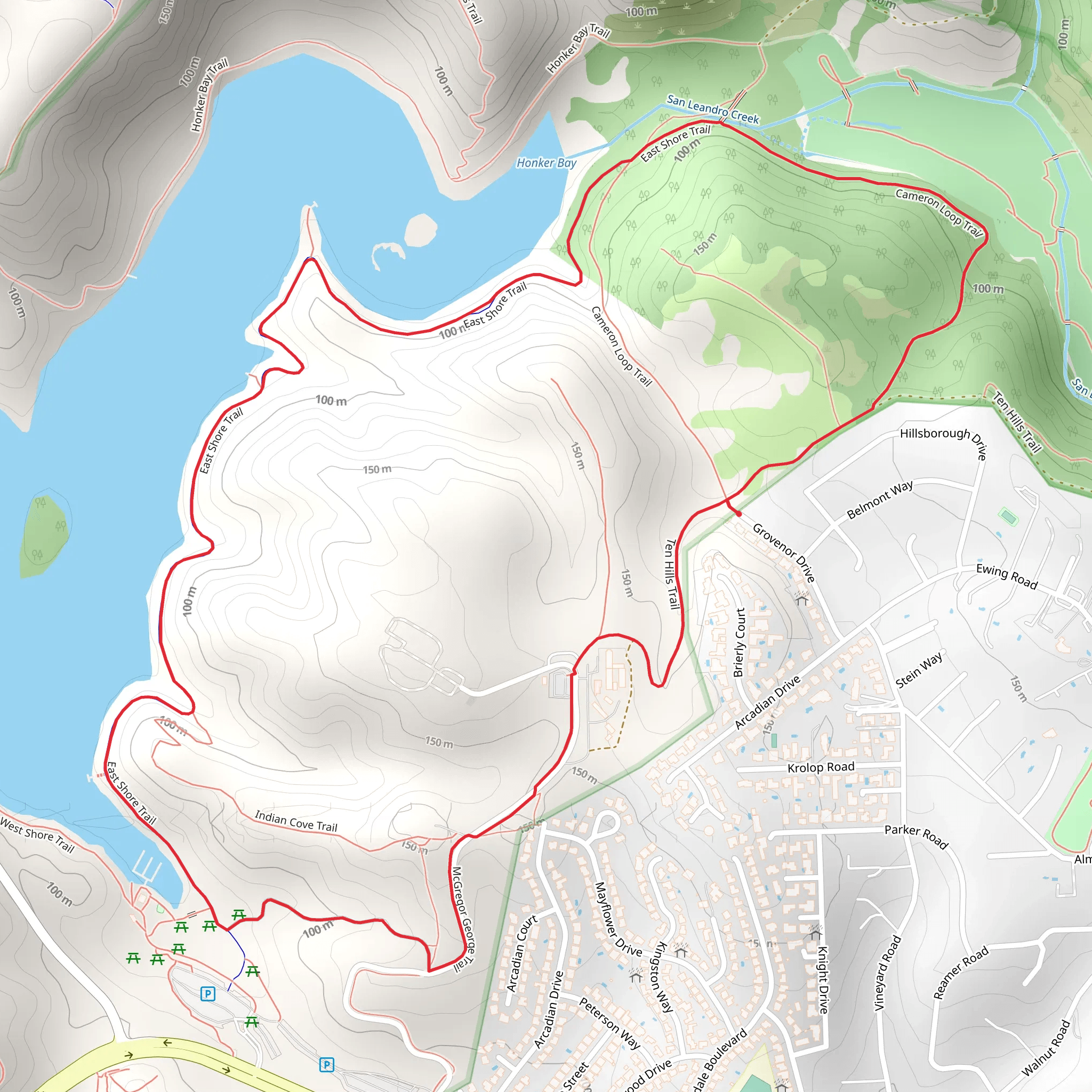 Lake Chabot East Shore - Cameron Loop Trail mobile static map