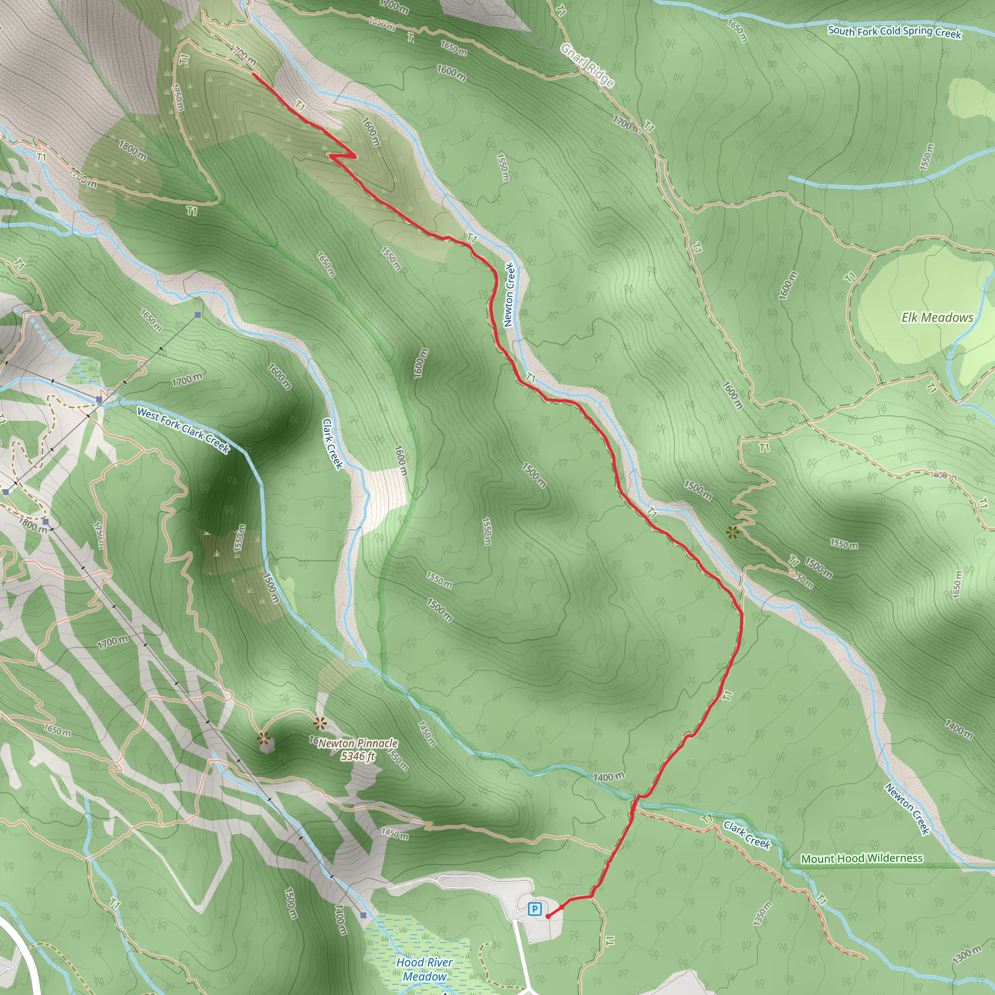 Newton Creek via Elk Meadows Trail mobile static map