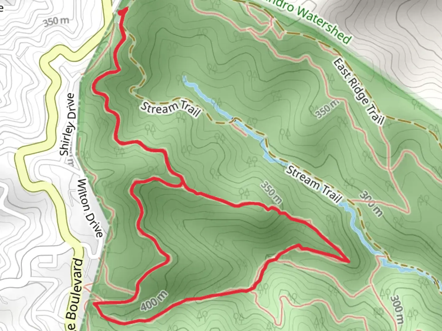 An image depicting the trail French - Tres Sendas - West Ridge Loop Trail and its surrounding area.