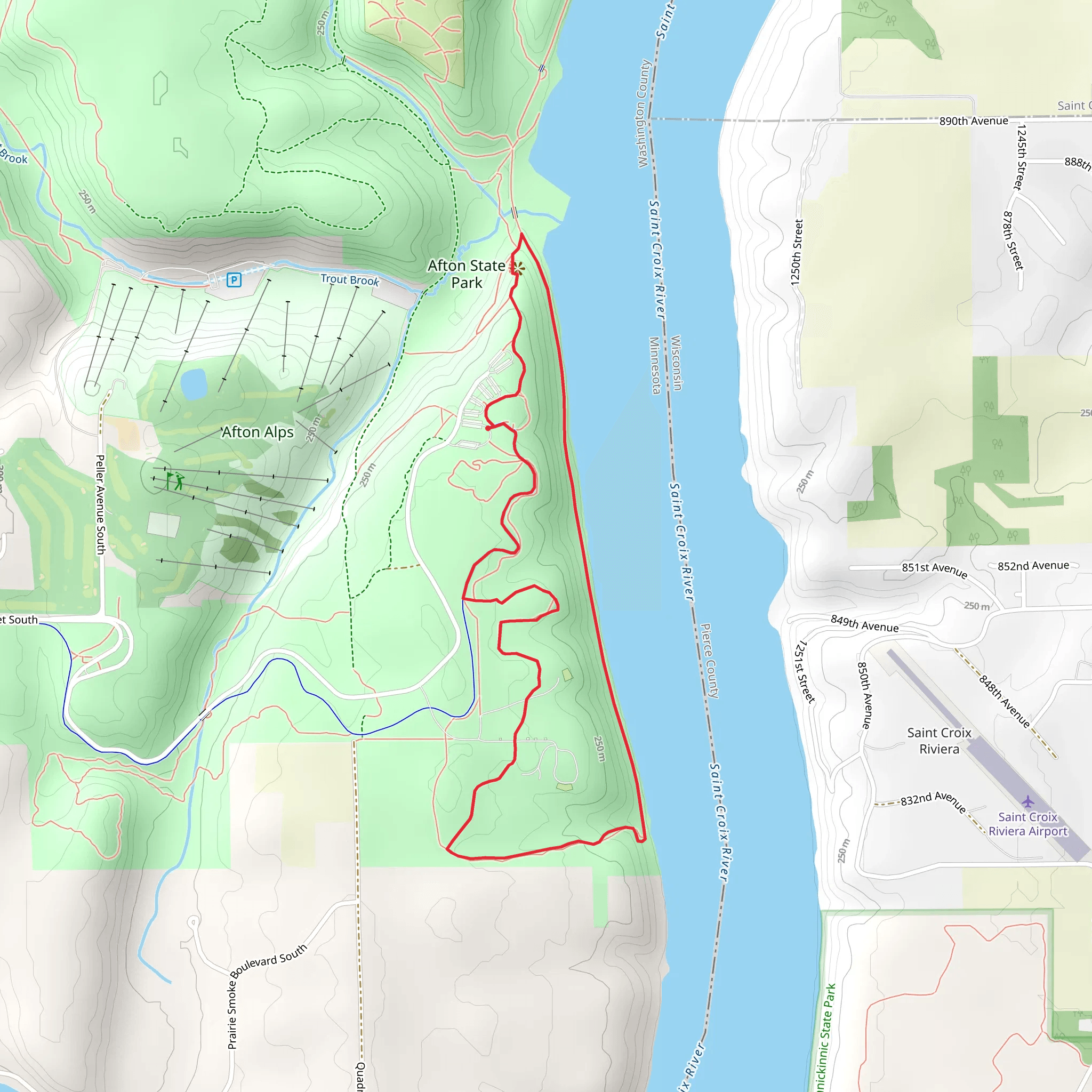 South River Loop Trail from Afton State Park mobile static map