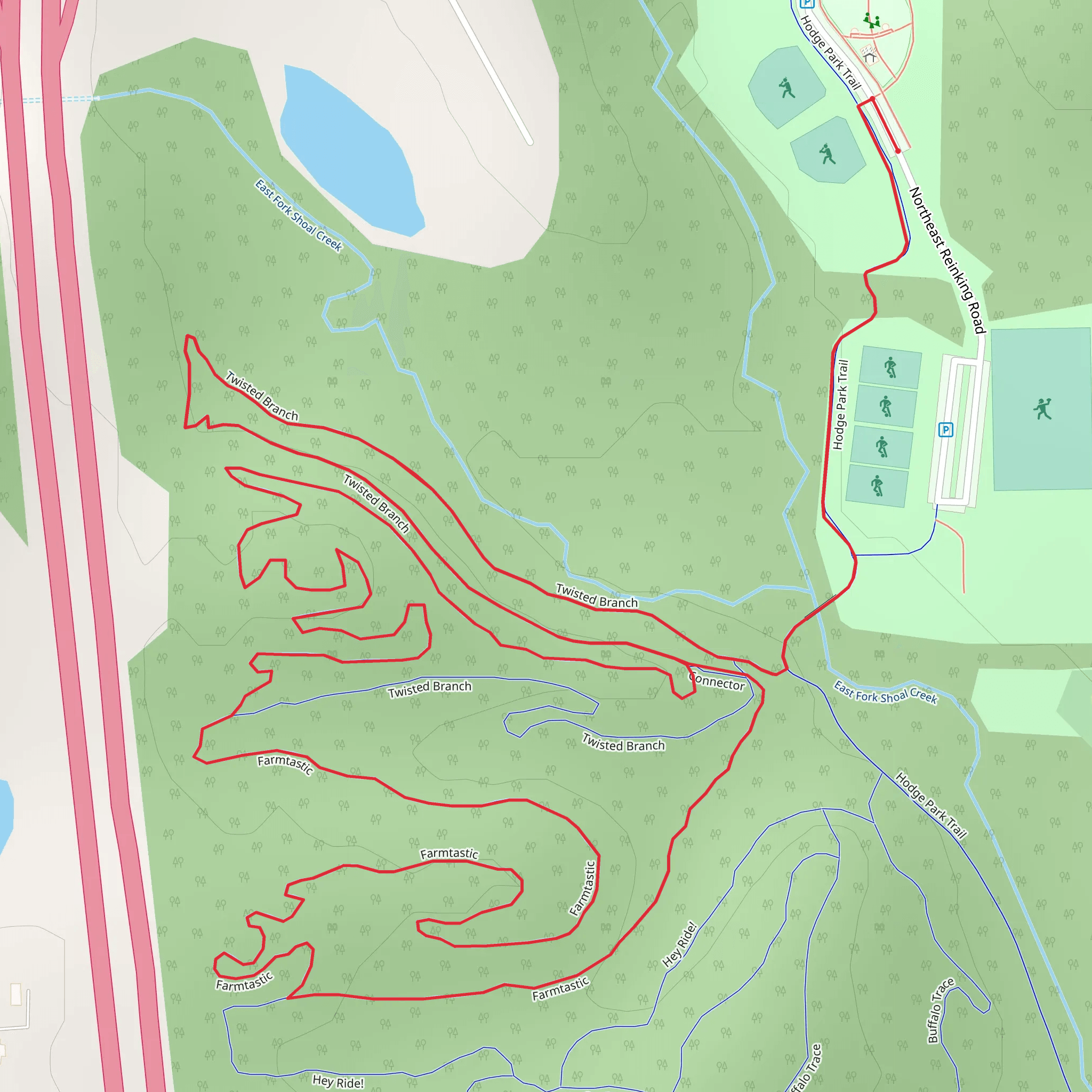 Hodge Park Trail and Twisted Branch Loop mobile static map
