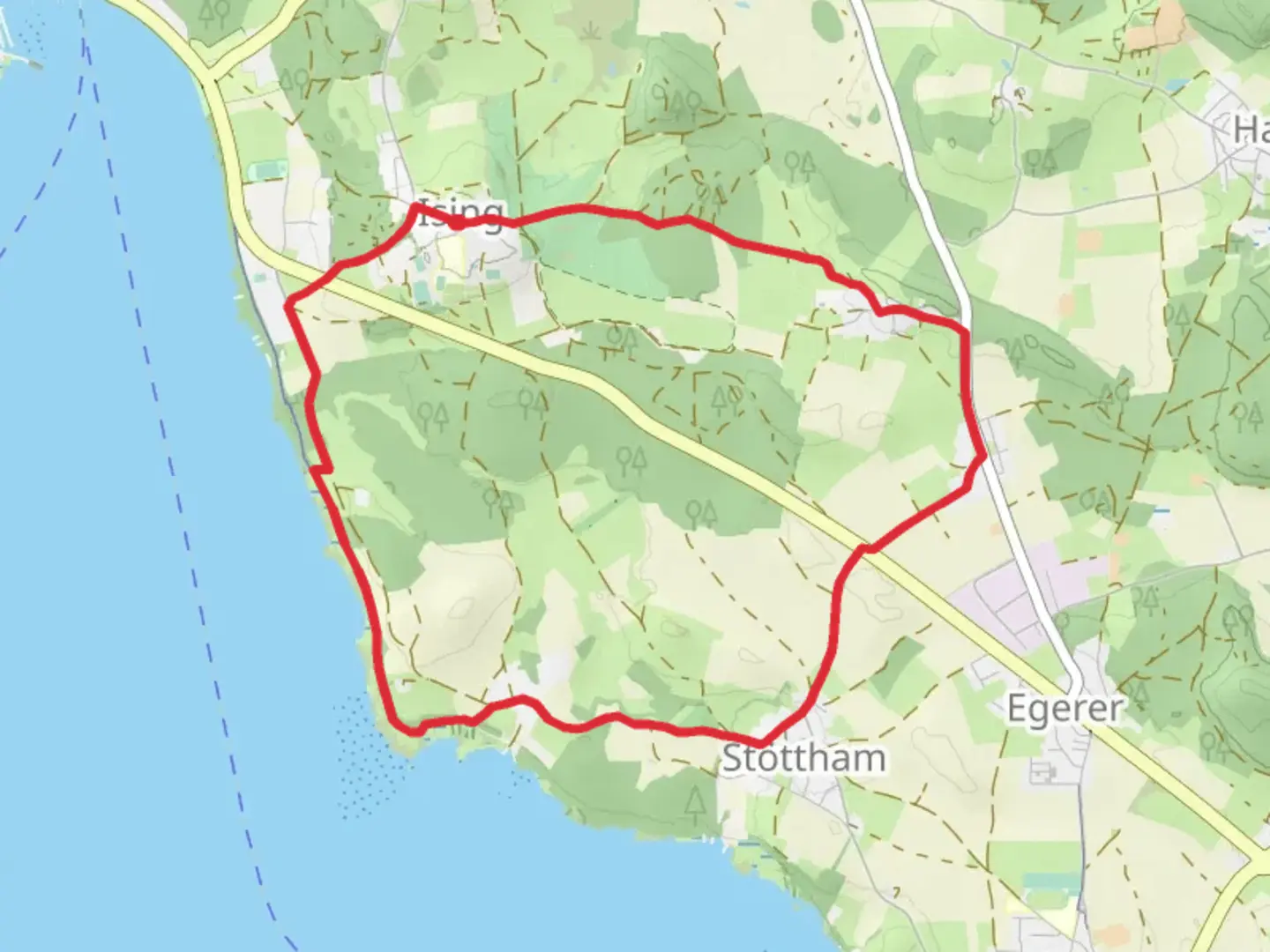 An image depicting the trail Ising and Egerer Loop and its surrounding area.